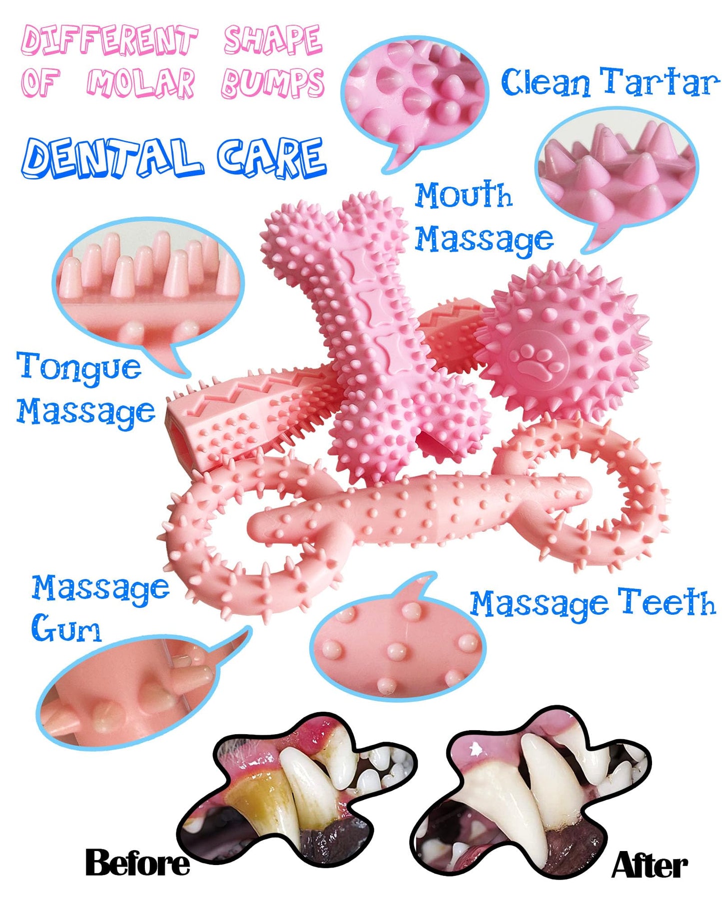 4 Pack Puppy Toys for 2-8 Months Pets Dog Chew Toy for Small Puppies Teething Toys for Cleaning Teeth Cute Pink Small Dog Toys Soft Durable Interactive Chew Toy Puppy Supplies Starter Kit (Pink)