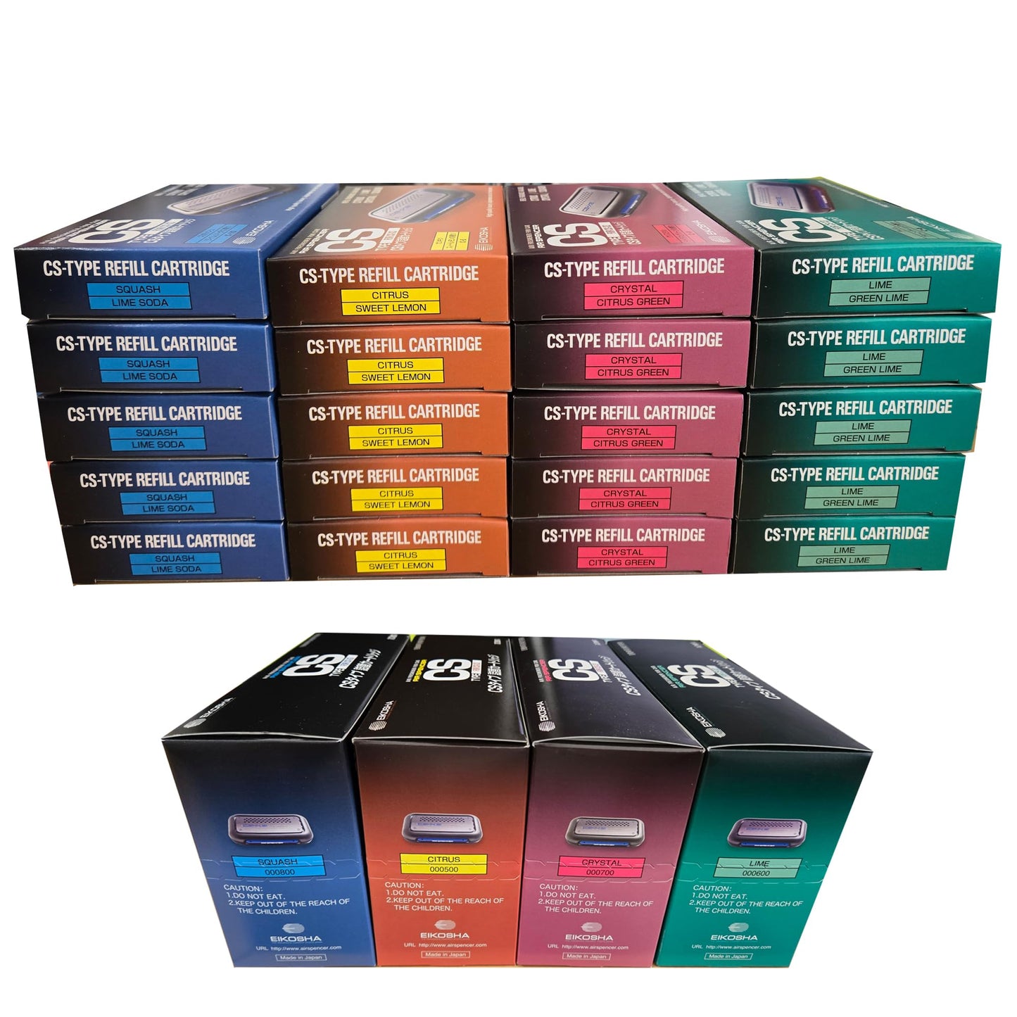 YirehStore CSX3 Air Spencer CS-X3 Air Freshener Refill Cartridge, 20-Pack Assorted Bundle (4 Different Scents, 5pk for each scent), and YirehStore Car Hanging Freshener, Finger Heart