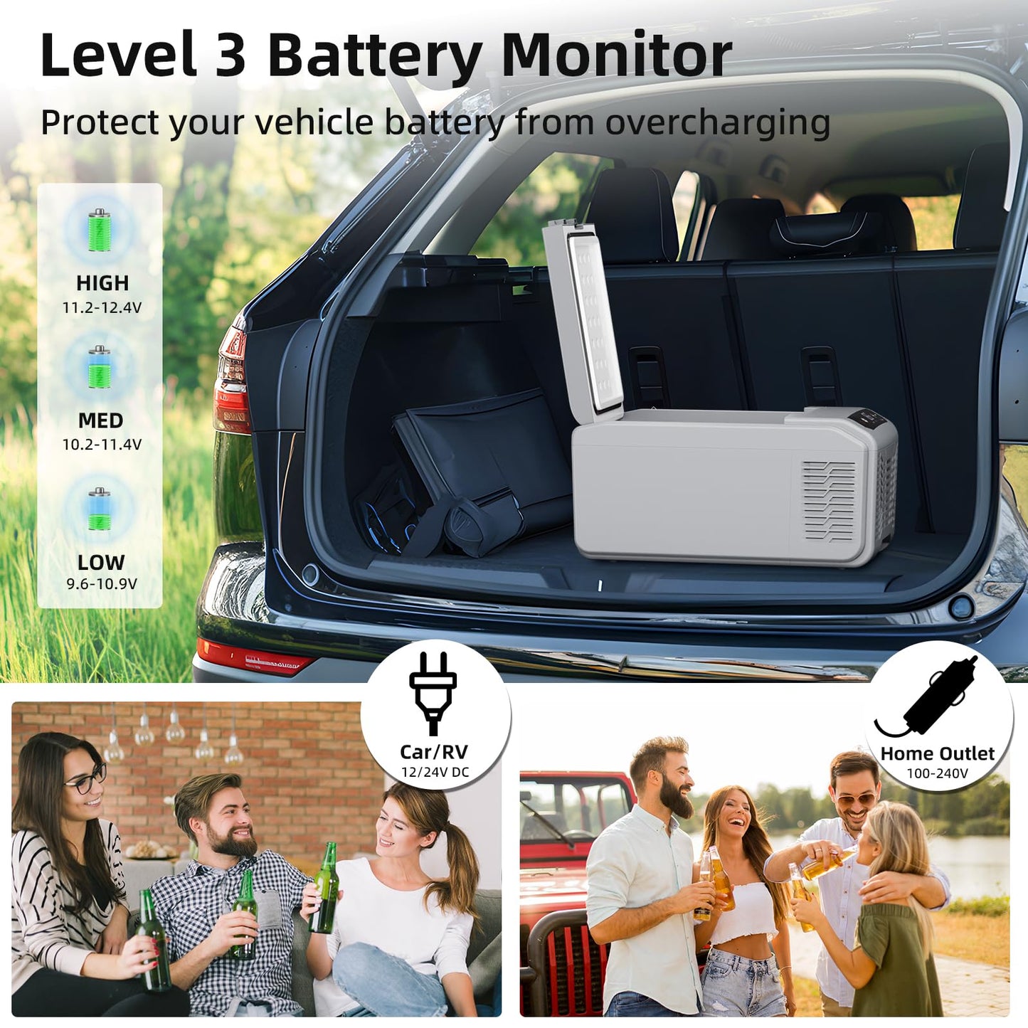 Antarctic Star Car Refrigerator, 12 Volt Car Fridge, 16 QT Portable Freezer Compressor Electric Cooler For Car, Control Panel with Lock, -4℉-68℉ 12V DC & 100V AC for Car/RV/Camping/Travel