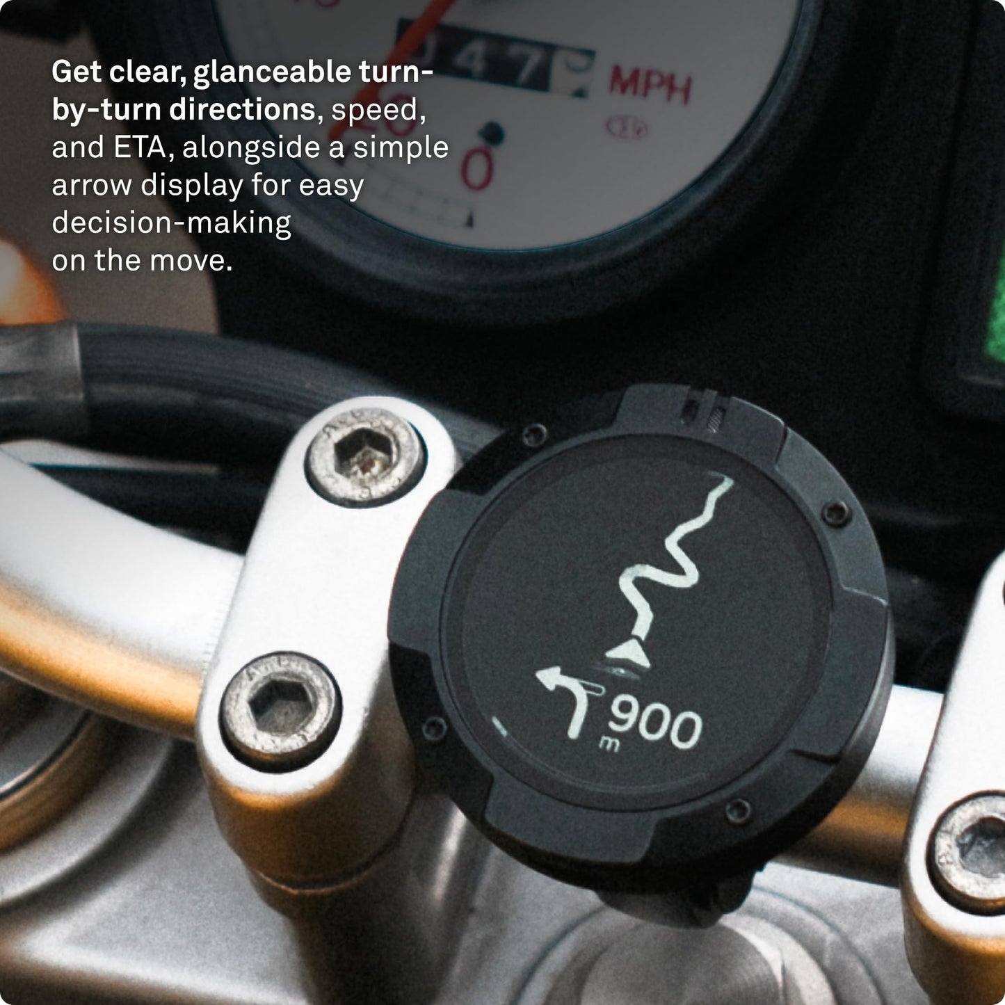 Beeline Moto II - Next Gen Motorcycle GPS Tracker | Compact Design, Waterproof Build, Simple Display & 14-Hour Battery |Glove Friendly Motorcycle Sat Nav Perfect for Adventure & Daily Commutes (Metal)