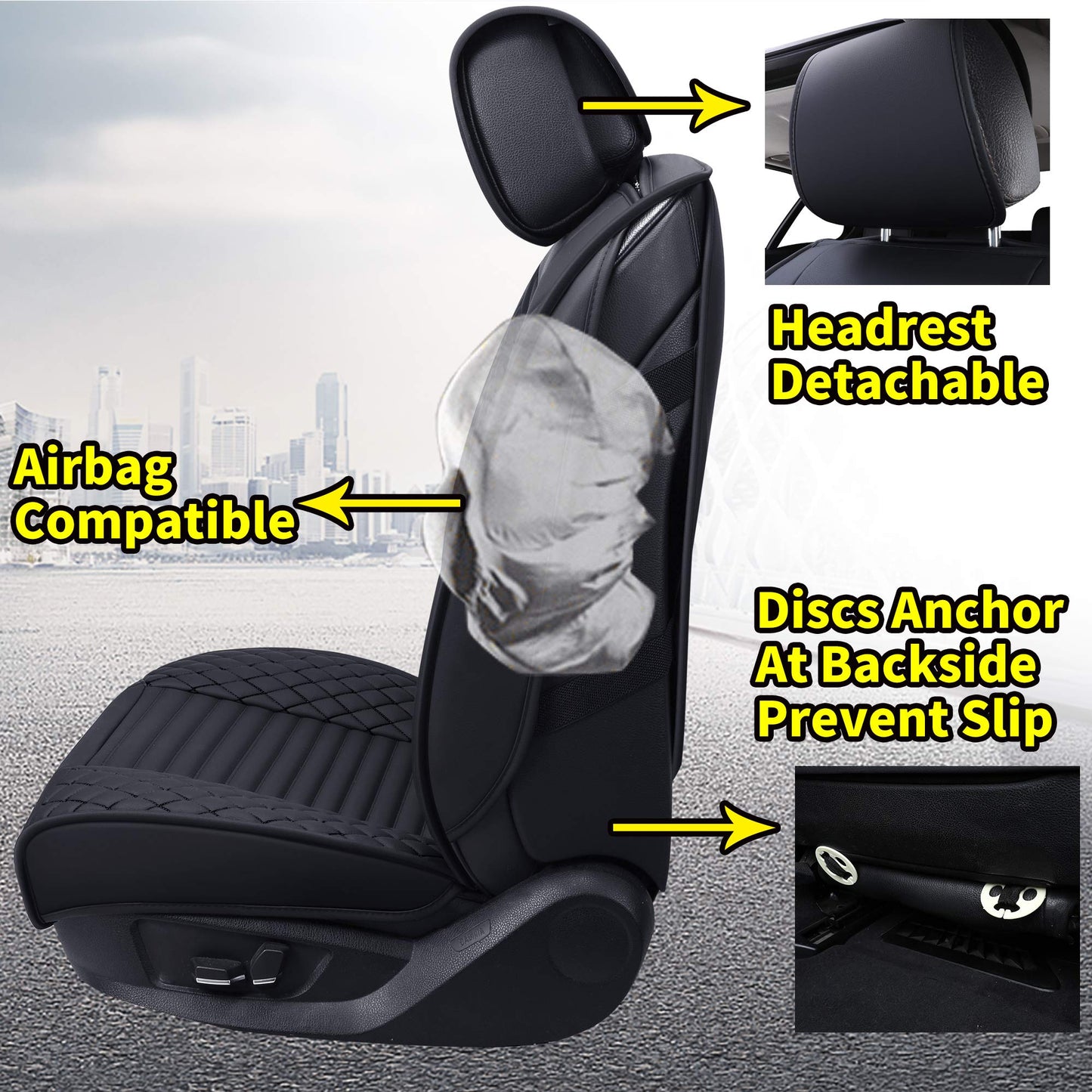 Aierxuan 5 Car Seat Covers Full Set Waterproof Leather Universal Fit Nissan Honda Civic CRV Hrv Kia Sorento Toyota Corolla 4Runner Camry Hyundai Jeep Ford Focus Edge Mazda (Full Set, Black)