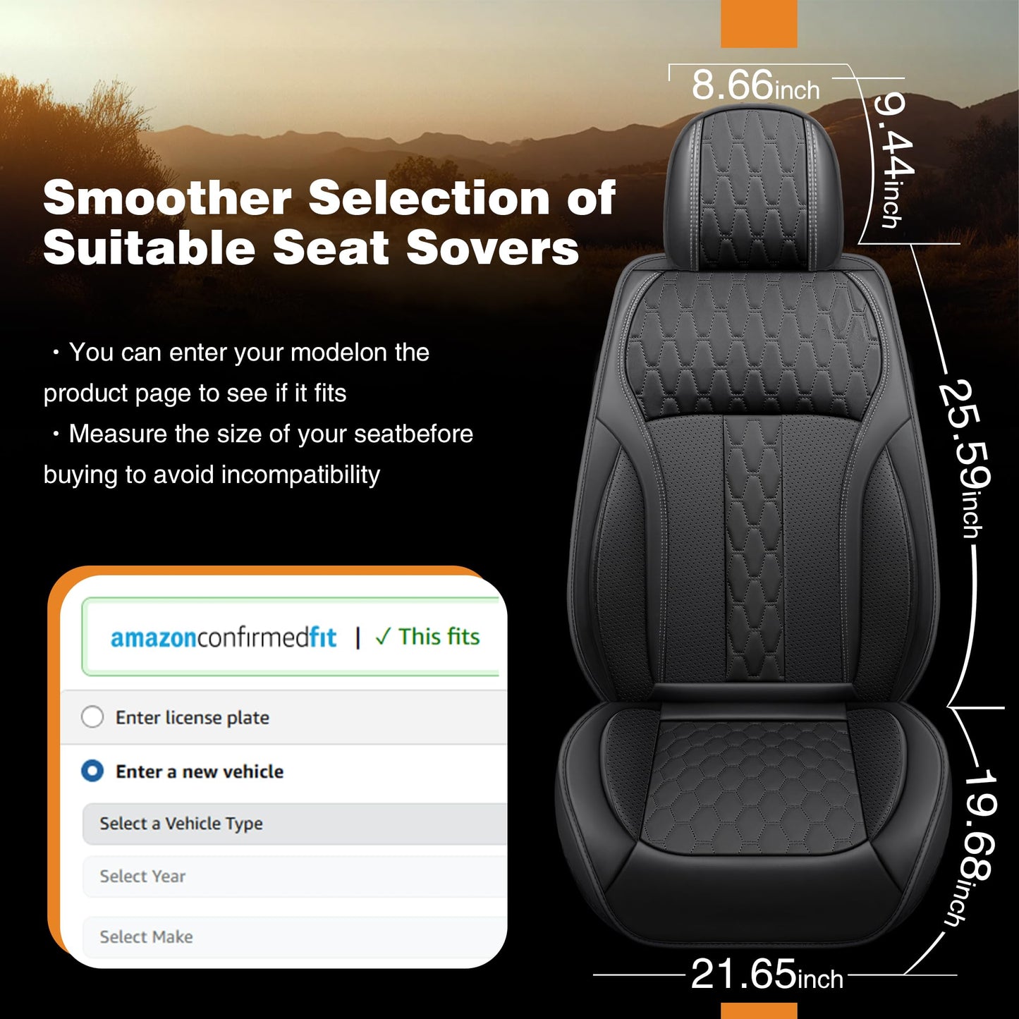 yotruth Car Seat Covers Full Set, Waterproof and Breathable Nappa Leather Seat Covers for Cars, Universal Car Seat Covers Fit for Most SUV Truck Sedan