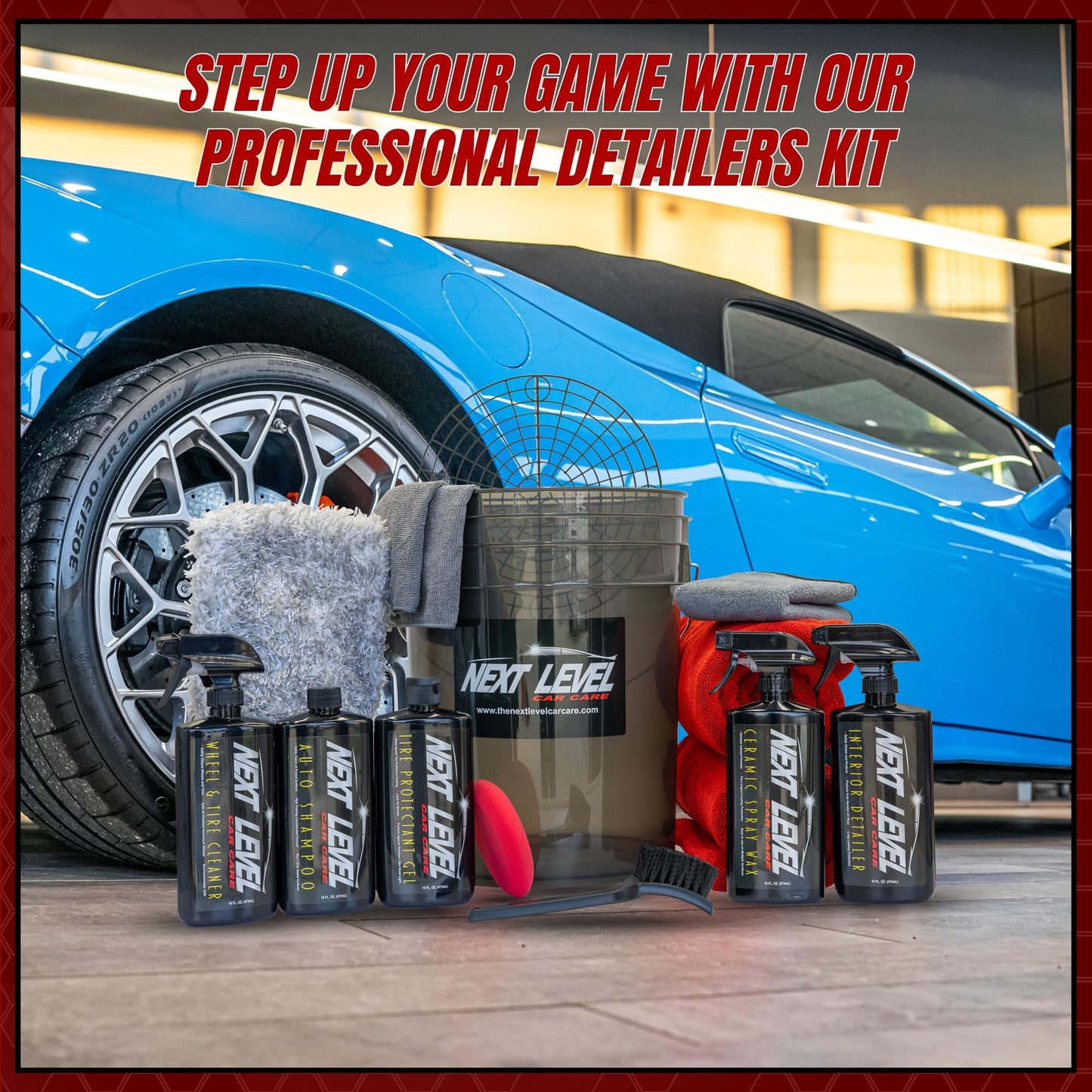 15 pcs Professional Car Detailing Kit - Includes 5-Gallon Bucket with 5 Premium Products & High-End Towels - Works with Foam Cannon - Ultimate Gift for Car Lovers