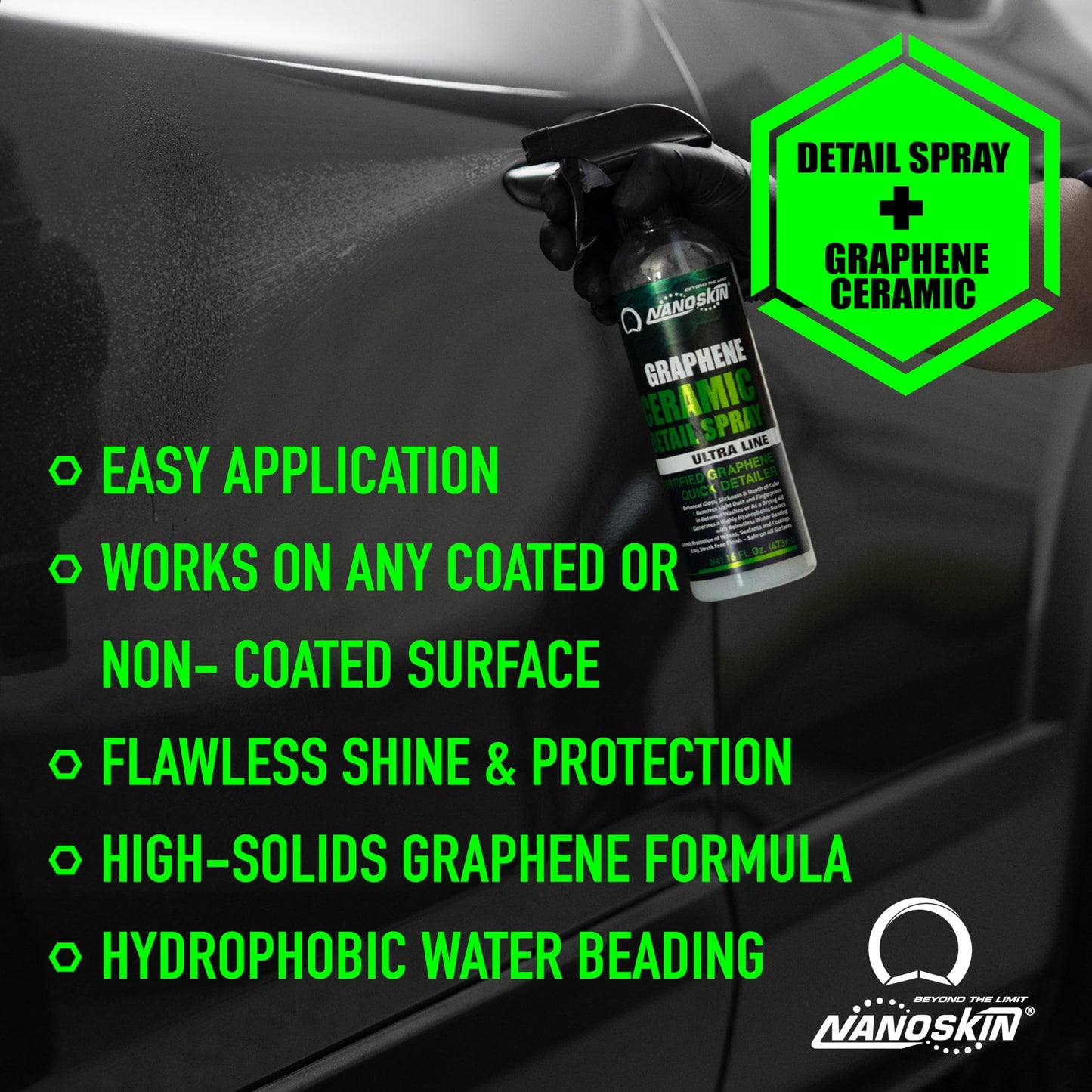 Nanoskin Graphene Ceramic Detail Spray 5 Gallons – Hydrophobic Waterless Quick Detailer for Car Detailing | Prolongs Waxes, Sealants & Coatings| Dust Buster, Clay Bar Lubricant, Drying Aid & More