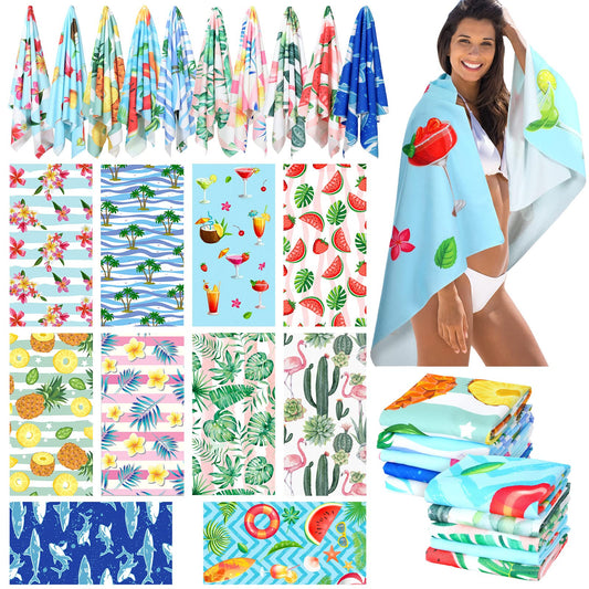 30 Packs Oversized Beach Towels Bulk Absorbent Quick Drying Towel Large Soft Pool Towels Microfiber Travel Towel for Women Men Hotel Spa Hot Tub and Bath(59 x 28 Inch,Summer)