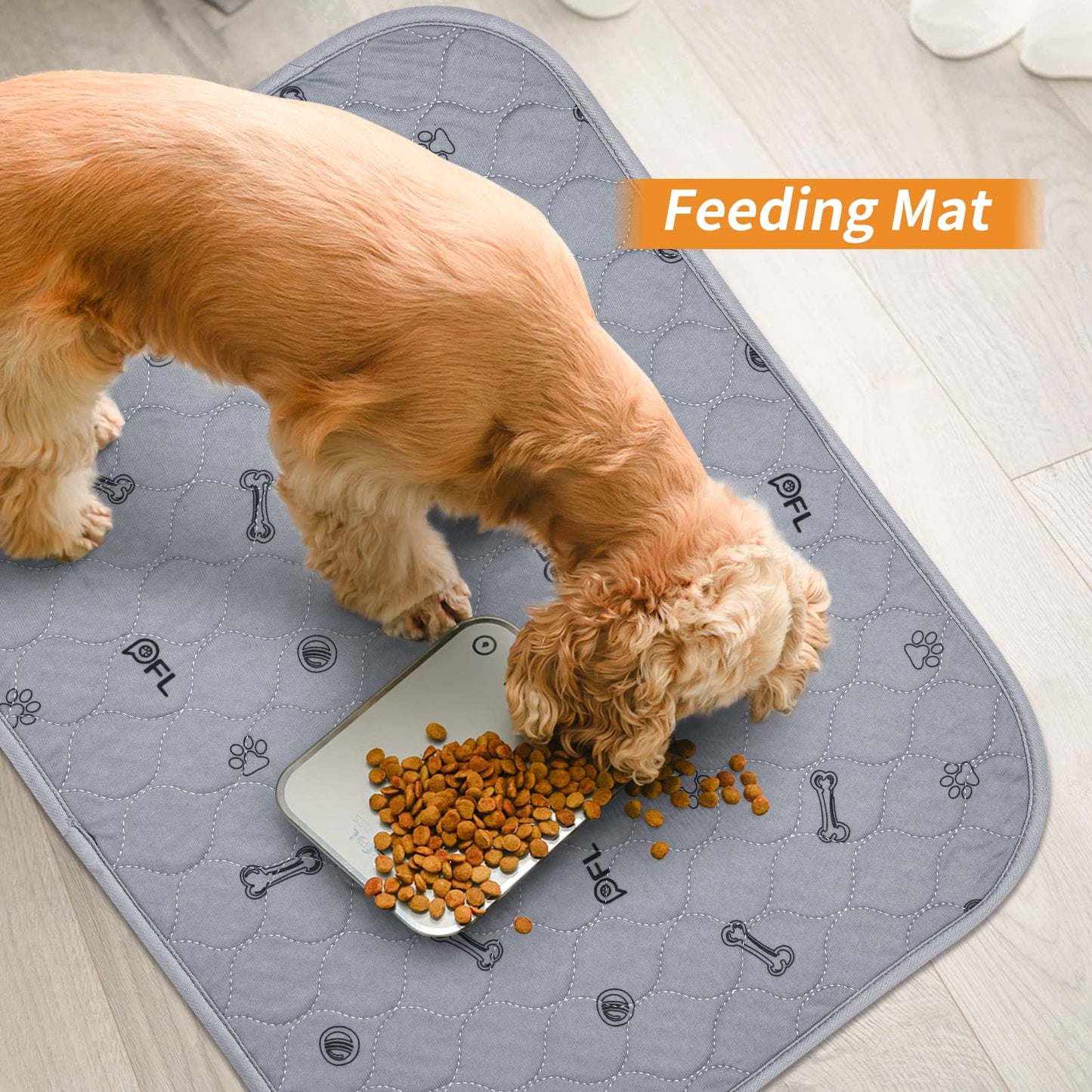 Washable Pee Pads for Dogs, 2Pack Puppy Pads Washable with Bone Print,Absorbent Reusable Whelping Pads Non-Slip Dog Mats for Floor Protector, Couch Cover, Crate, Potty Training 31x36