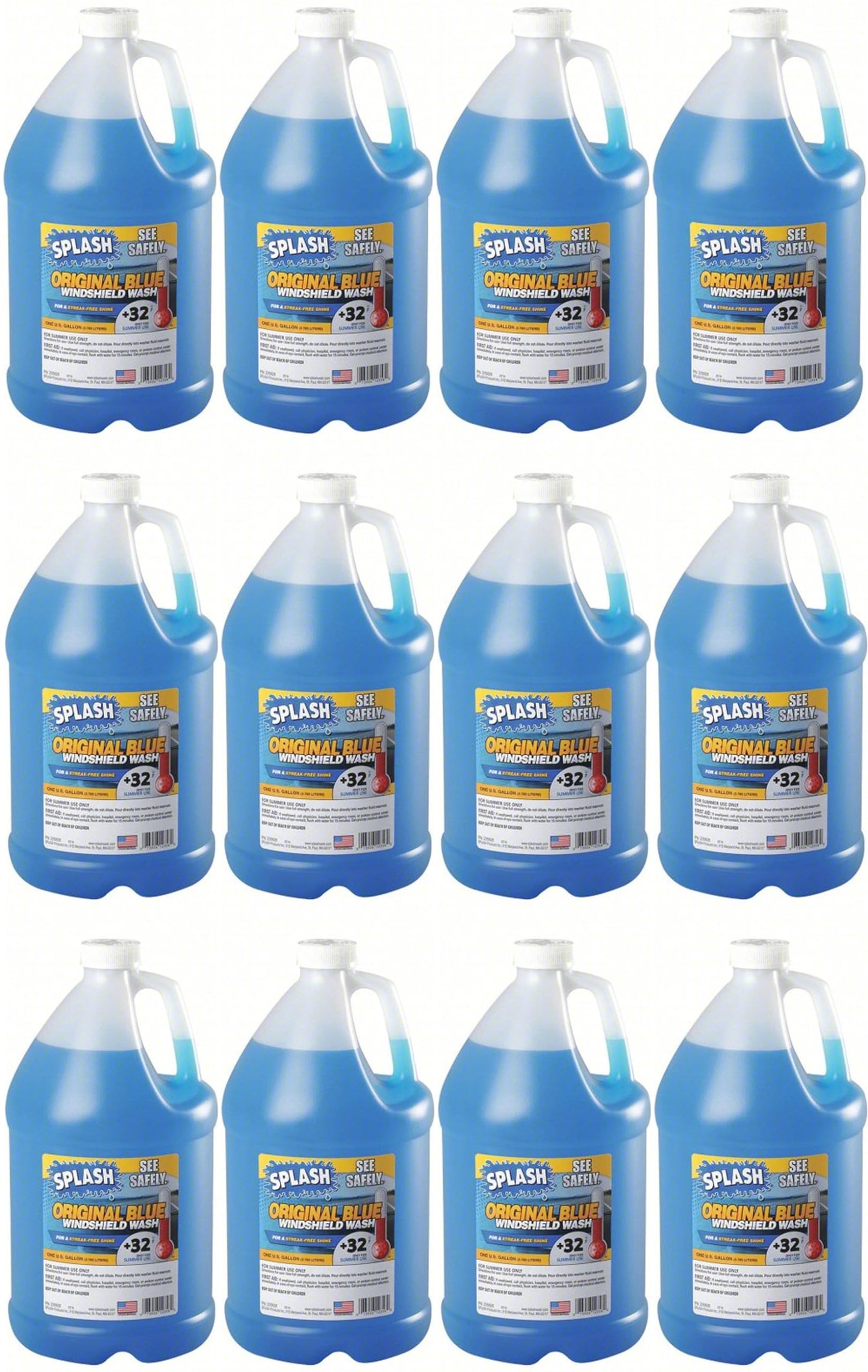 Elite Tool Center 12 Pack Splash Original Blue Windshield Washer Fluid +32 Degree 1 Gallon