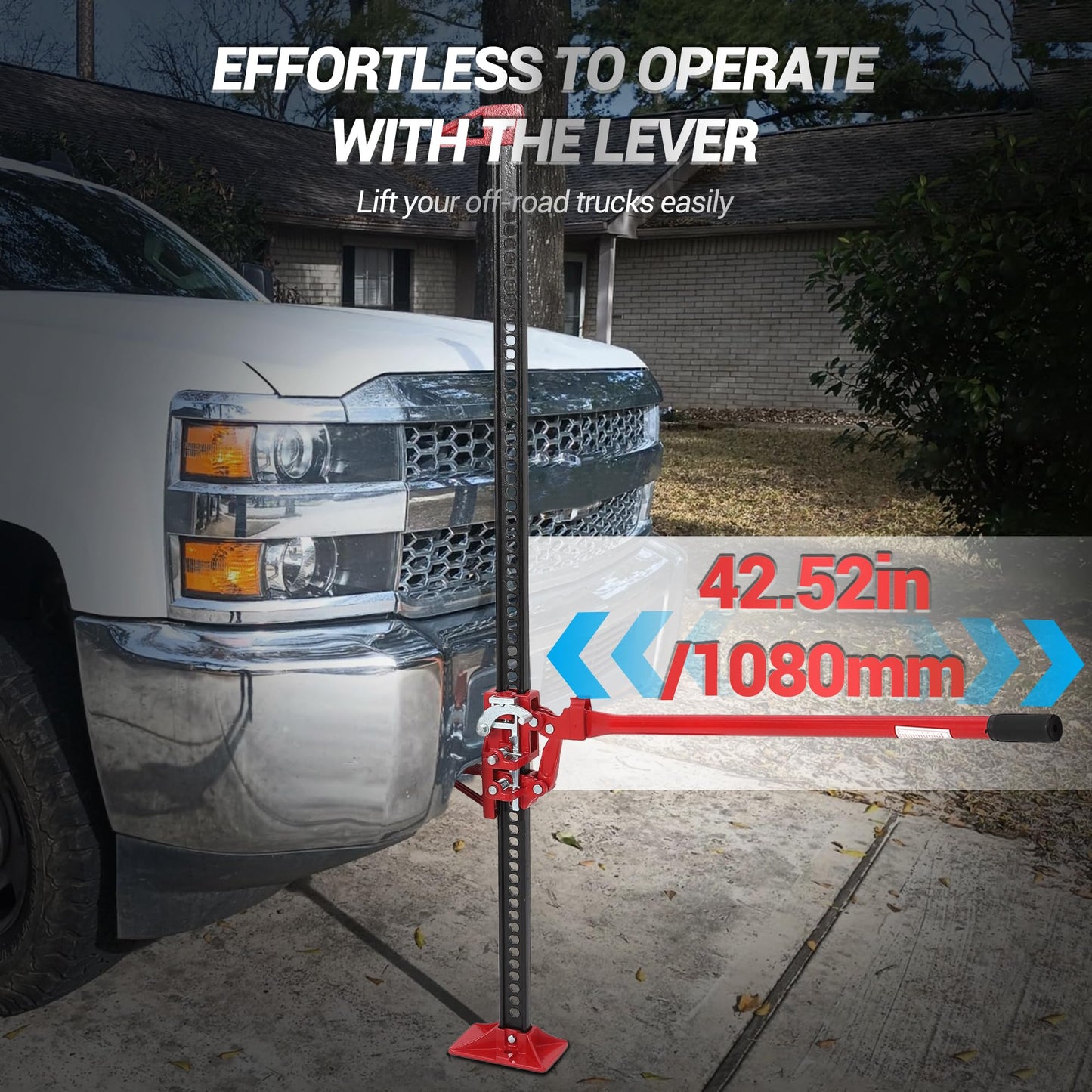 3 Ton Farm Jack, Heavy Duty 6600 Lb Capacity Ratchet Off-Road Multi-Purpose Jack for ATVs, Utility Vehicles, Off-Road Vehicles, Tractors, Trucks