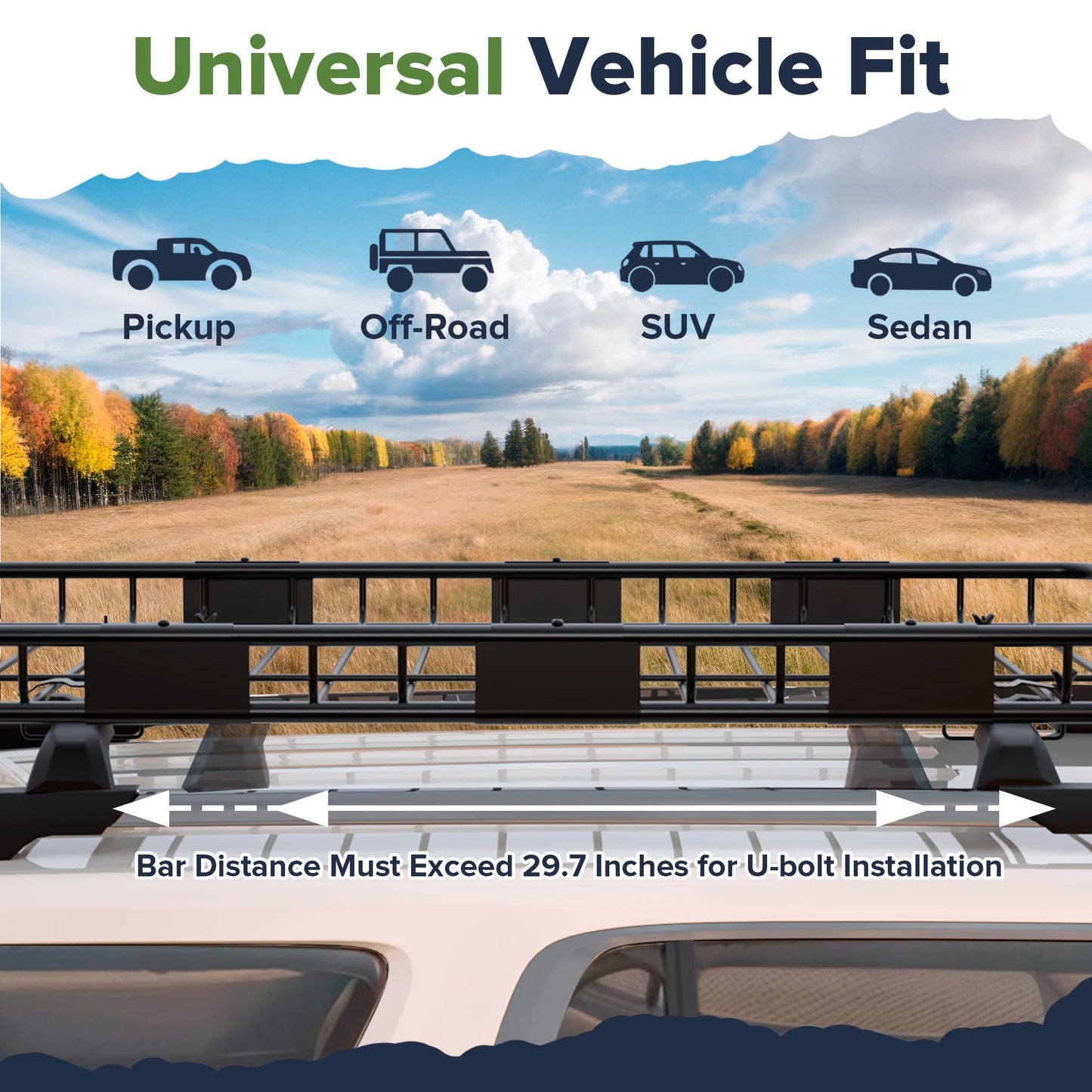 ARKSEN 64 x 39 x 4 Inch Upgrade Universal Roof Rack - 150Lbs Capacity Heavy Duty Rooftop Cargo Carrier with Extension for Car, SUV & Pickup, Durable Steel, Easy Install, Spacious Storage