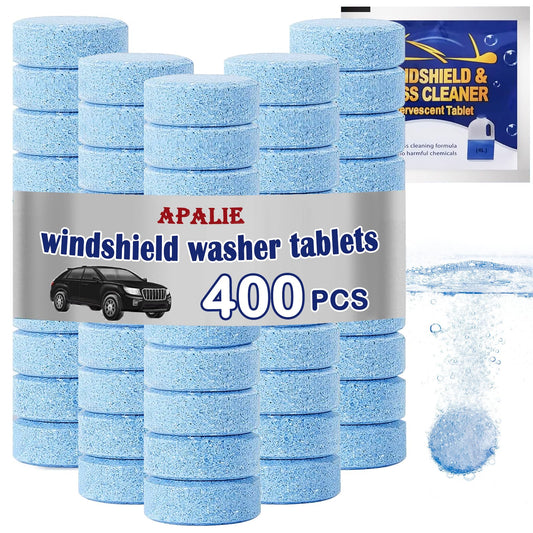 Apalie 400 Pieces Car windshield washer fluid Concentrated Clean Tablets, Windshield Wiper Fluid (Winter: Use With De-icer or Methanol)