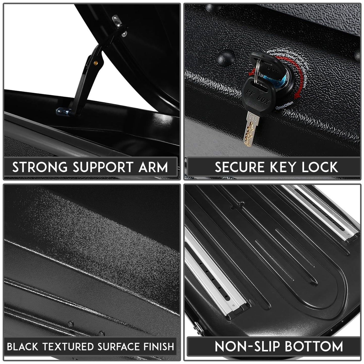 12.7 cu. ft. Rooftop Cargo Carrier ABS Lockable Heavy Duty Hard Shell Waterproof Car Roof Rack Luggage Carrier 55 x 34.5 x 14 Inches Black Textured Capacity 110 LBS