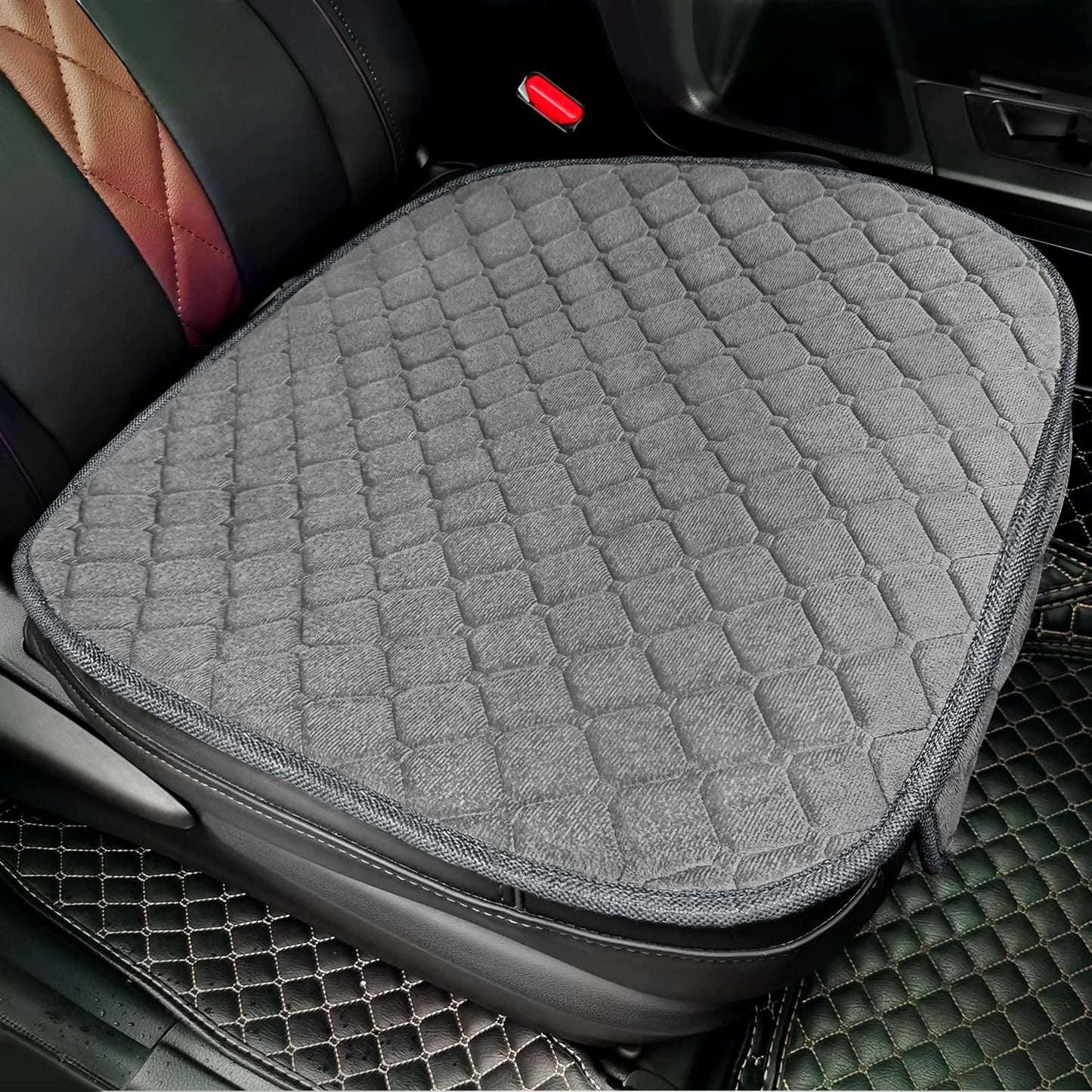 surpassme 2 Comfortable Car Seat Covers Universal Front Seat Coves for Car Accessories with Storage Pockets, Padded Car Interior Covers for Automotive, SUV, Truck, and Van (Grey)
