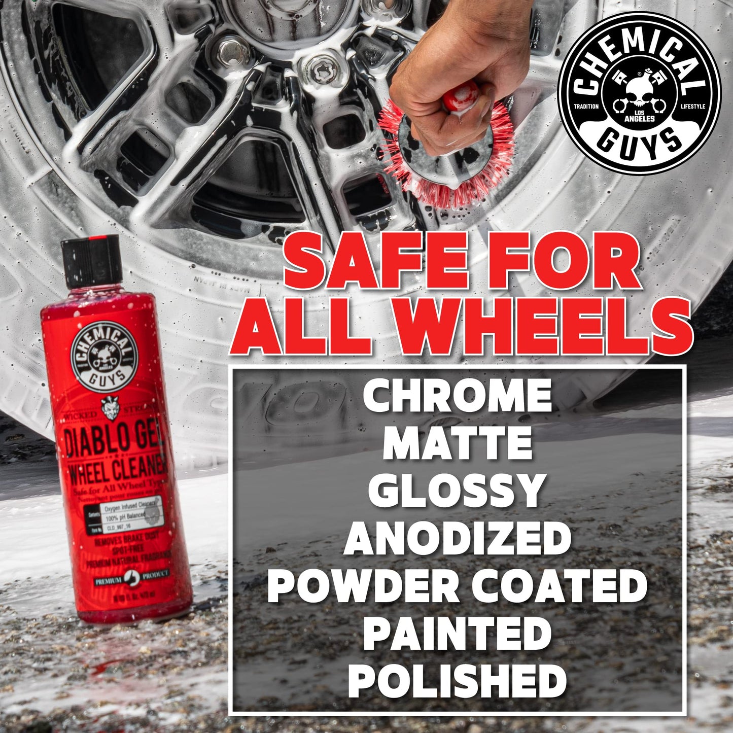 Chemical Guys CLD_997_16 Diablo Gel Oxygen Infused Foam Wheel And Rim Cleaner, Concentrated (Safe on All Wheel & Rim Finishes), for Cars, Trucks, SUVs, Motorcycles, RVs & More 16 fl oz