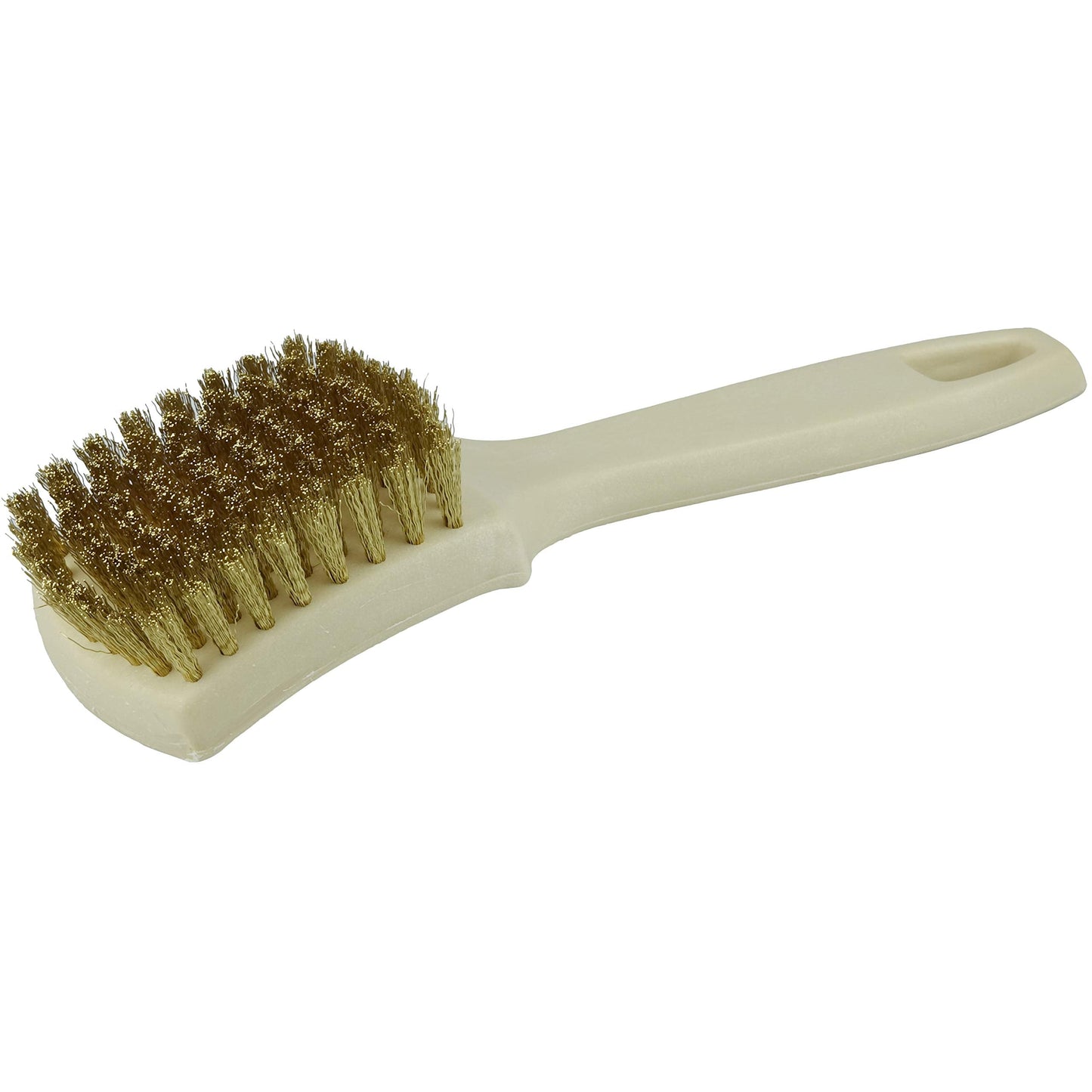 Weiler 99593 Tire Cleaning Brush, 0.008" Wire Size, 8-1/2" x 2-9/16" Block Size, 8 x 9 Rows, Brass Fill, Foam Block, Made in the USA