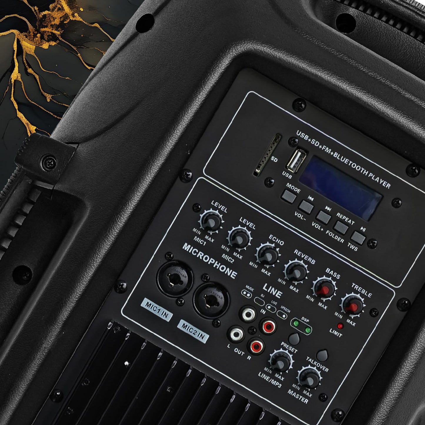 12inch PA Speaker System, 1000W High Powered Bluetooth Compatible Active + Passive Pair Outdoor Sound Speakers, Outdoor Karaoke Machine,FM Radio, Remote Control, 2 Speaker Stand, Supports SD Card/USB