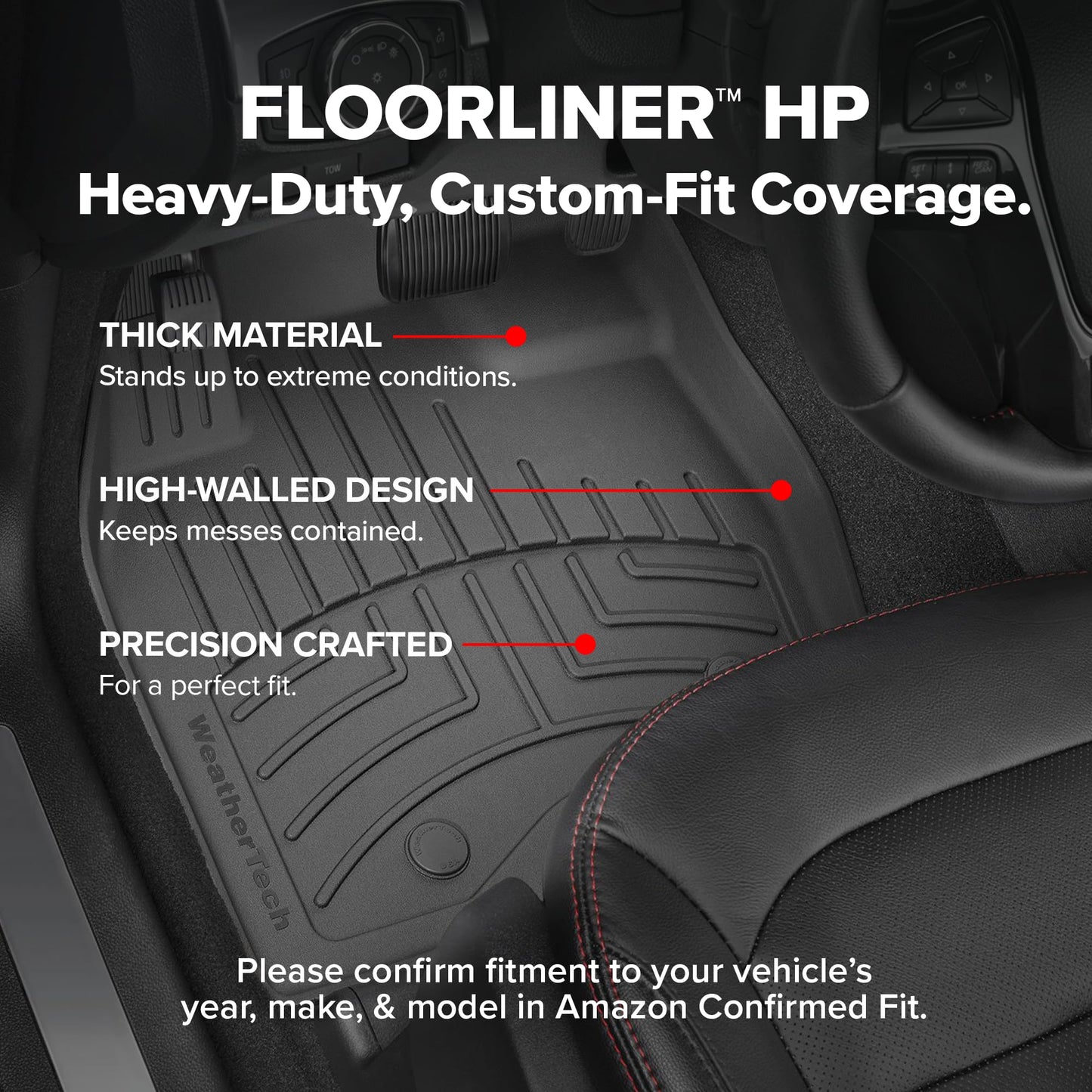 WeatherTech FloorLiner HP Custom Fit Floor Mats for Jeep Grand Cherokee, Grand Cherokee 4xe - 1st & 2nd Row (4416961-4417822IM), Black