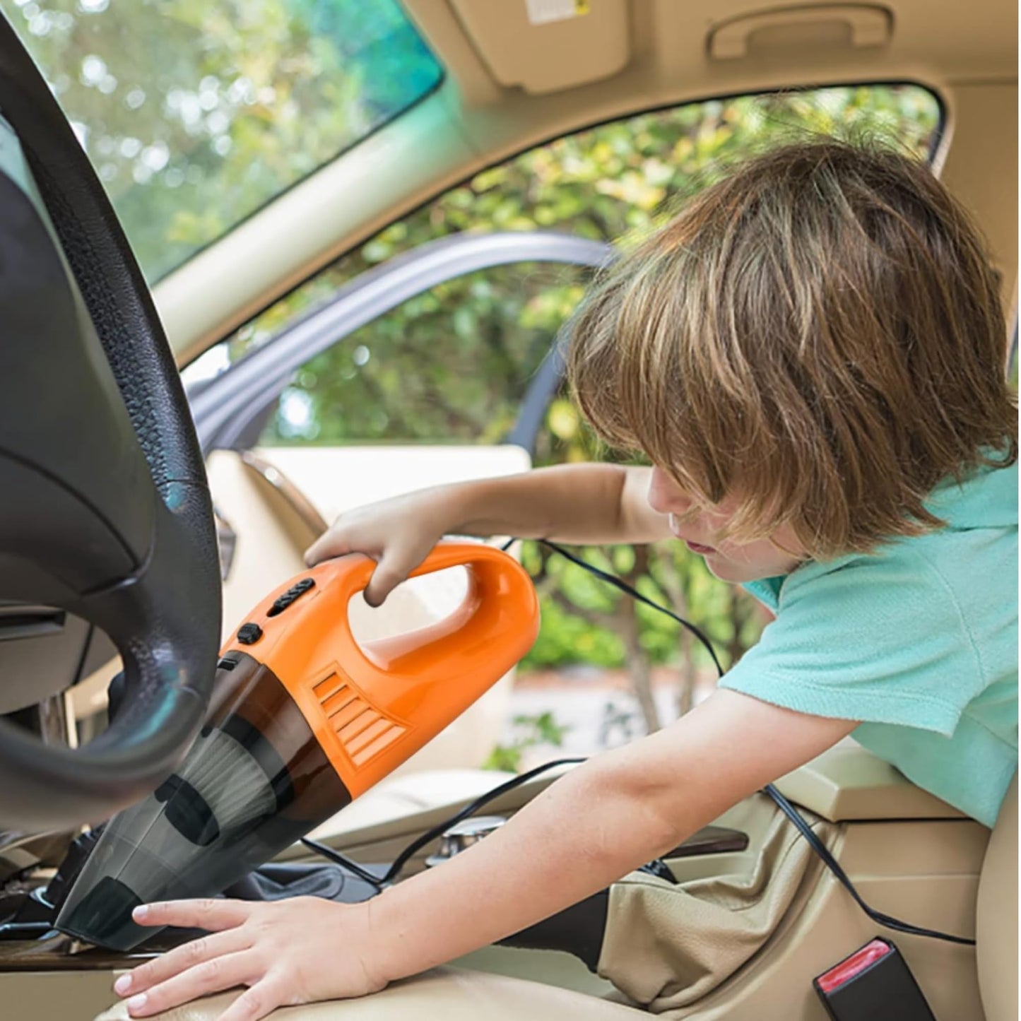 Portable Handheld Car Vacuum Cleaner – High Power DC 12V, Lightweight Mini Vacuum with 16ft Cord & Multi Attachments, Small Dust Buster for Car and Home Cleaning