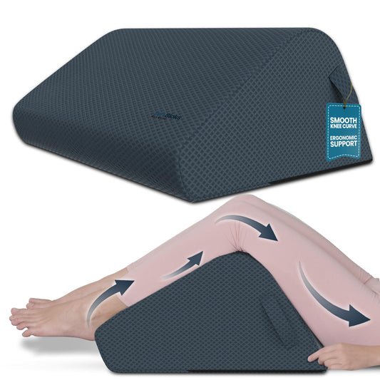 Zen Bloks Patented Leg Elevation Wedge Lift Pillow Foam 10"- for Ergonomic Back Pain Relief - Knee Pillow for Leg Pain - Post Surgery/Workout Recovery, Firm Support, Height Range 5'7"-5'11" (Gray)