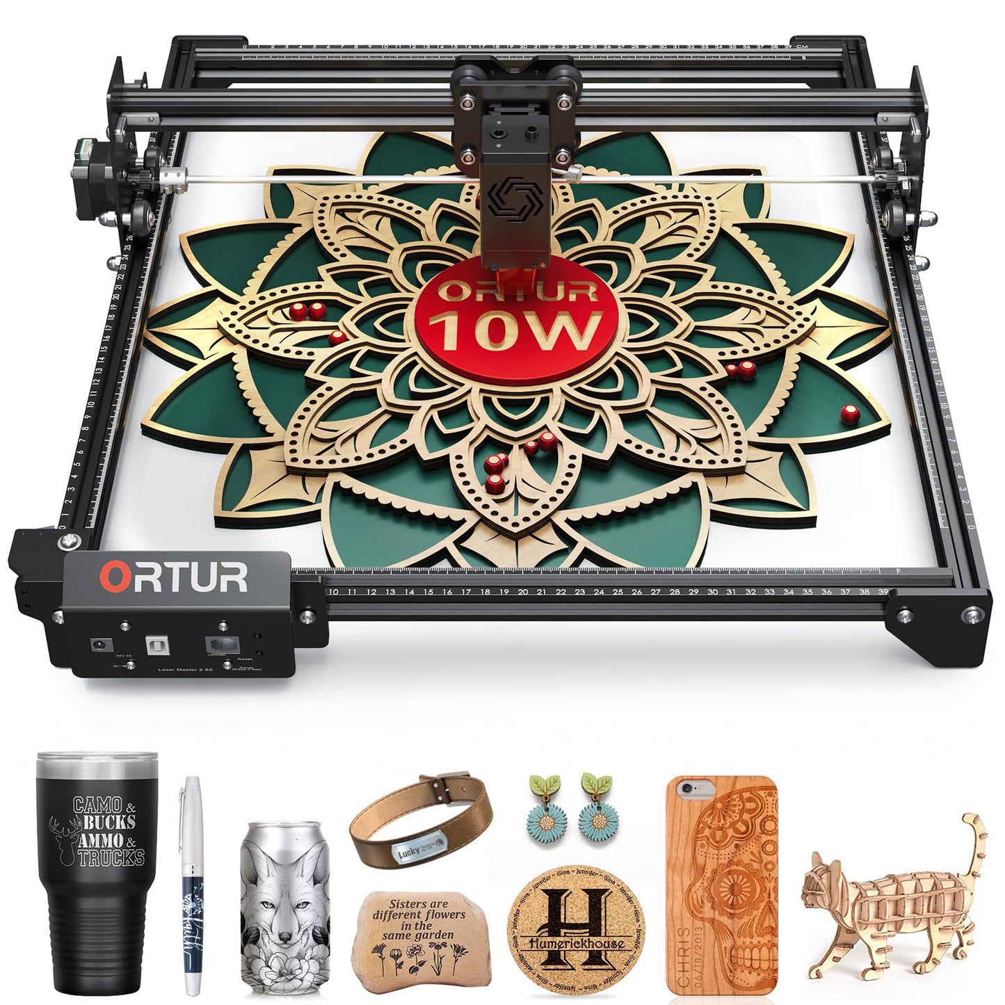 10W Output Laser Engraver, Ortur Laser Master 2 S2 LU2-10A 72W Efficient Laser Engraving Machine Fit, High Precision Laser Cutter, 0.05 x 0.1mm Compressed Spot Laser Engraver for Wood and Metal