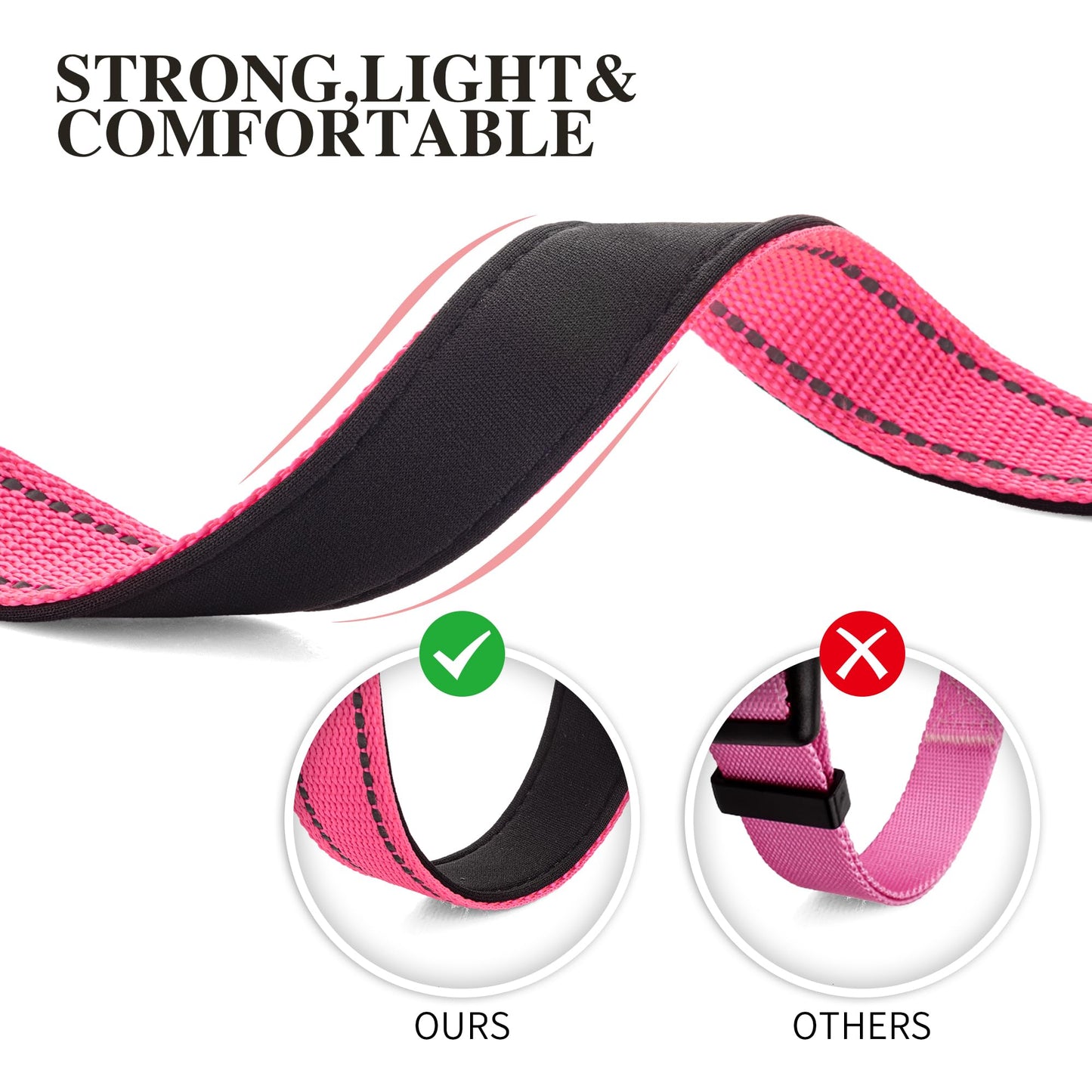 2 Pack Reflective Dog Collars for Medium Large and Small Breed Dogs Male Female,Padded Soft Durable Nylon Neoprene Collar for Puppy Dogs Girl Boy with Quick Release Safety Buckle,Pink,Blue,M