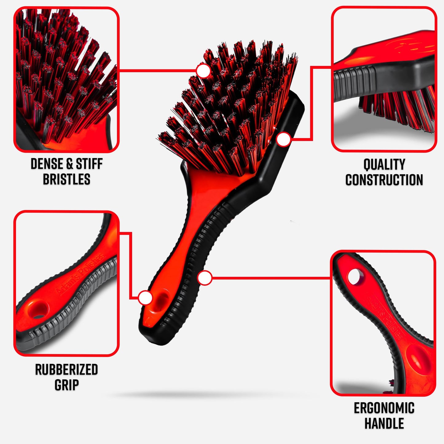 Adam's Polishes Tire Brush Premium Tire Brush for Car Detailing & Rubber Tire Car Cleaning| Use W/Tire Cleaner or All Purpose Cleaner & Before Tire Shine or Wheel Cleaner