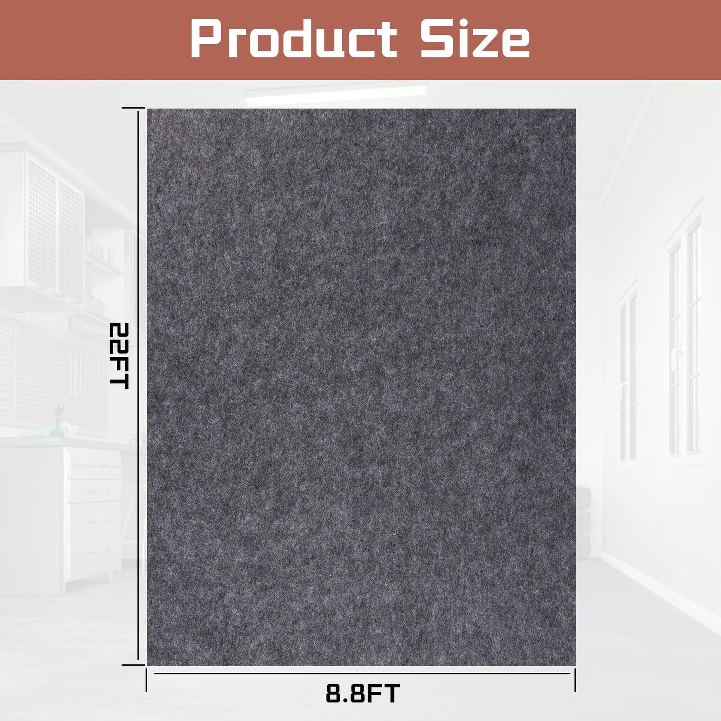 Garage Mats Oversize Garage Floor Paking Mats for Under Car, 8.8 x 22 Ft Non-Slip Gray Garage Flooring Carpets, Absorbent Oil Garage Parking Mat, Waterproof Mats