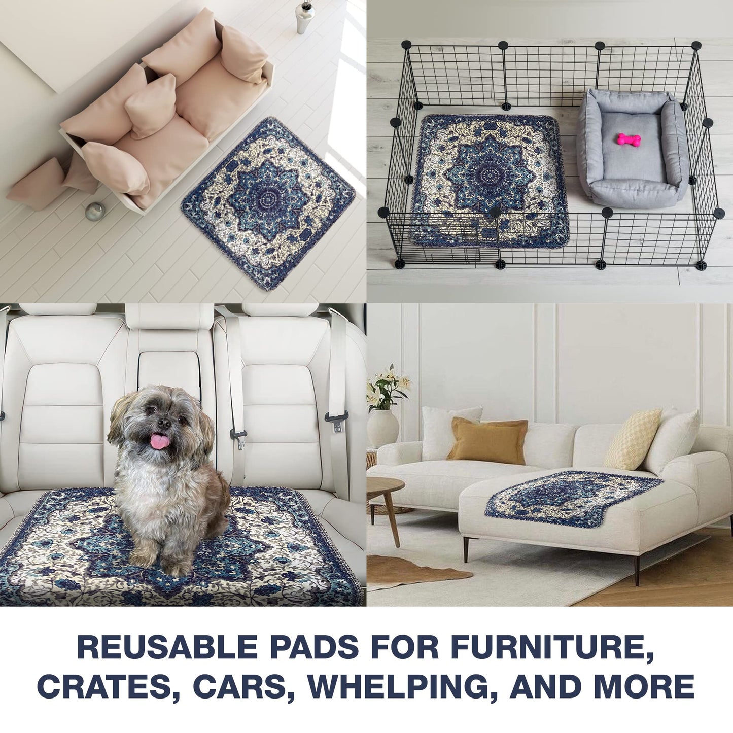 PUPIBOO Washable Pee Pads for Dogs - Super Absorbent Reusable Puppy Training Pads - 100% Waterproof, Leak-Proof & Non-Slip Whelping Pads for Pet Housebreaking