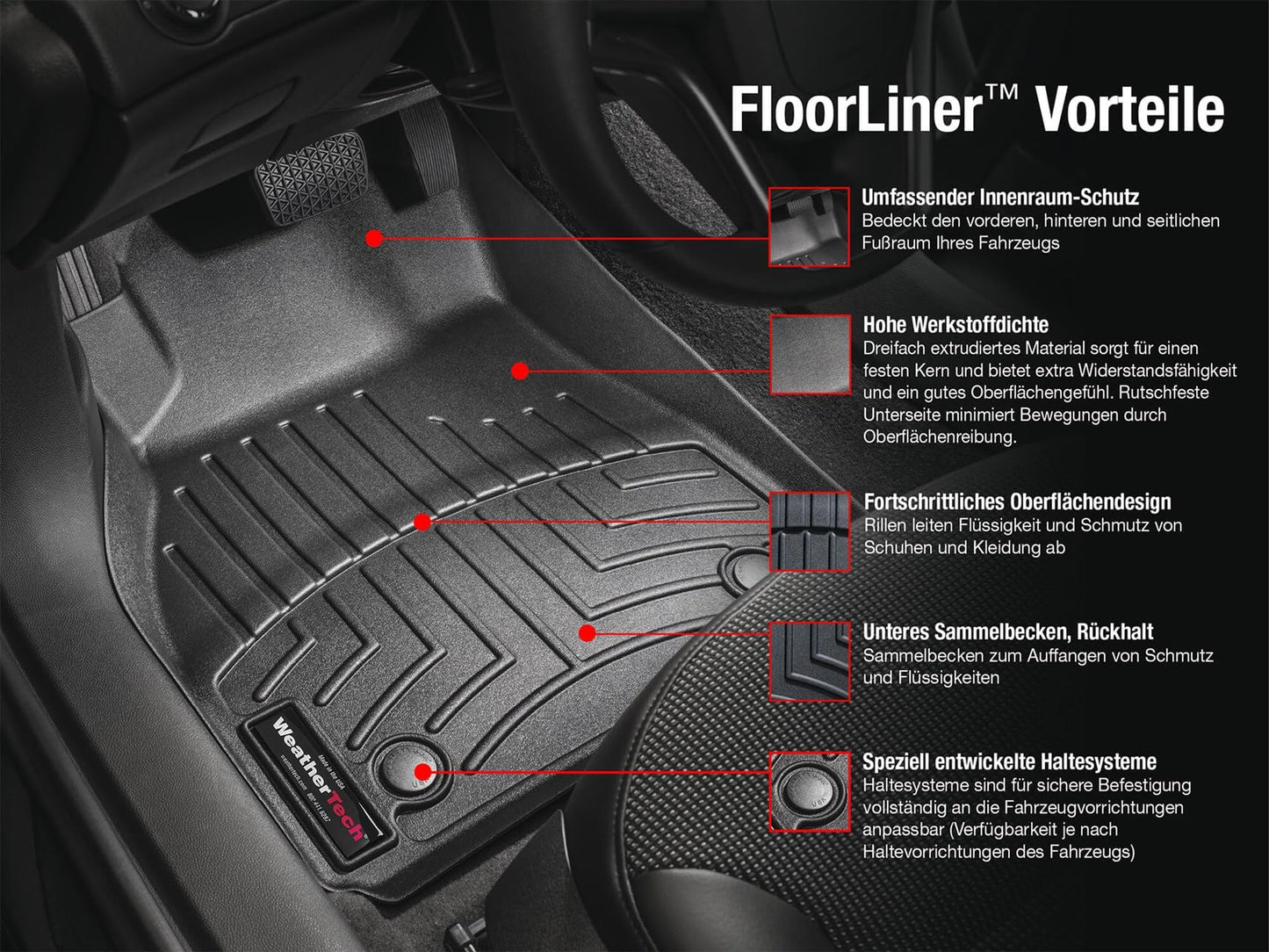 WeatherTech Custom Fit FloorLiners for Hyundai Tucson - 1st & 2nd Row (441678-1-2), Black