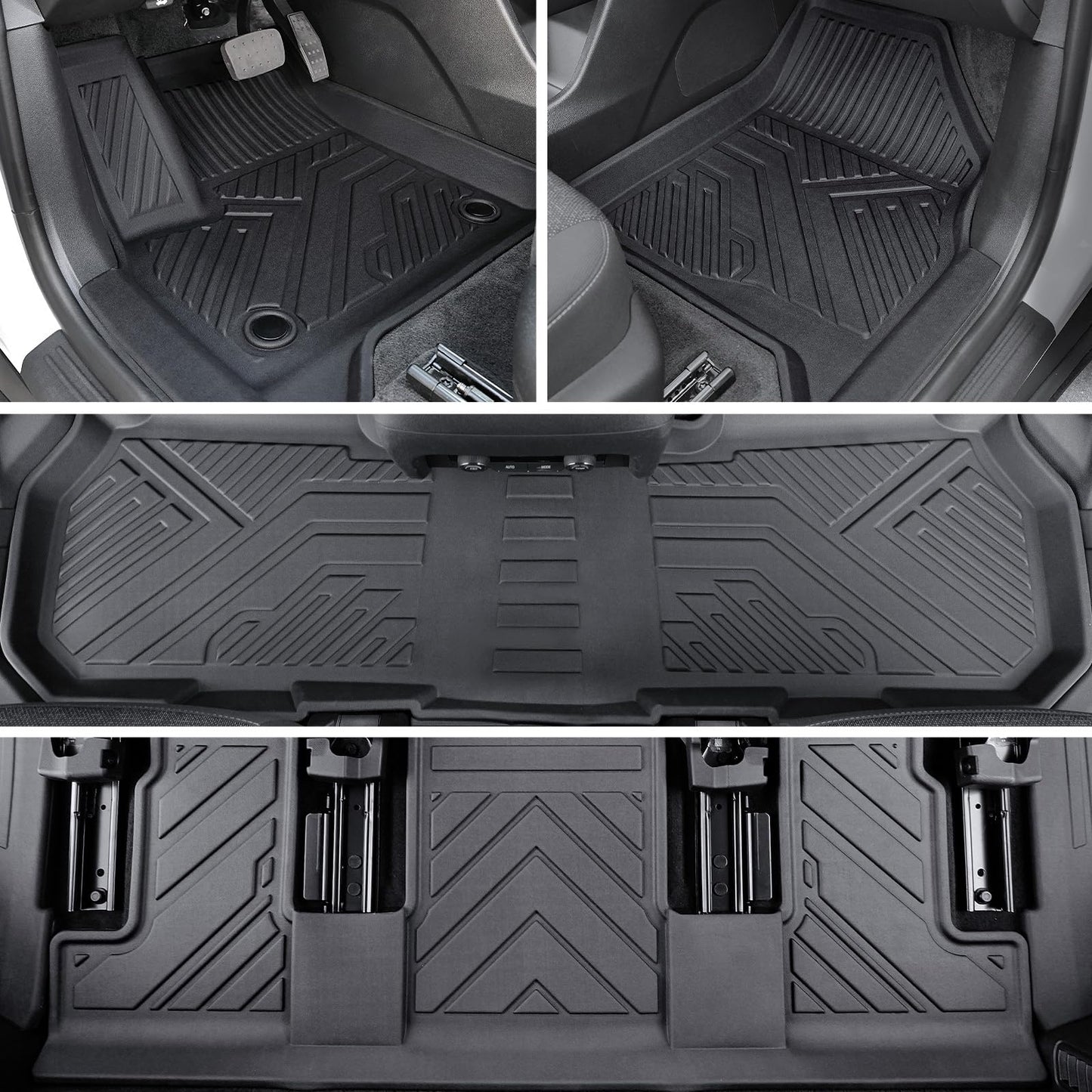 JOULARISE Floor Mats Set for 2024 2025 2026 Chevy Traverse & 2025 2026 Buick Enclave 7 Seats Captain Chairs, TPE All Weather Cargo Liner Trunk Mat Door Sill Guards Car Accessories
