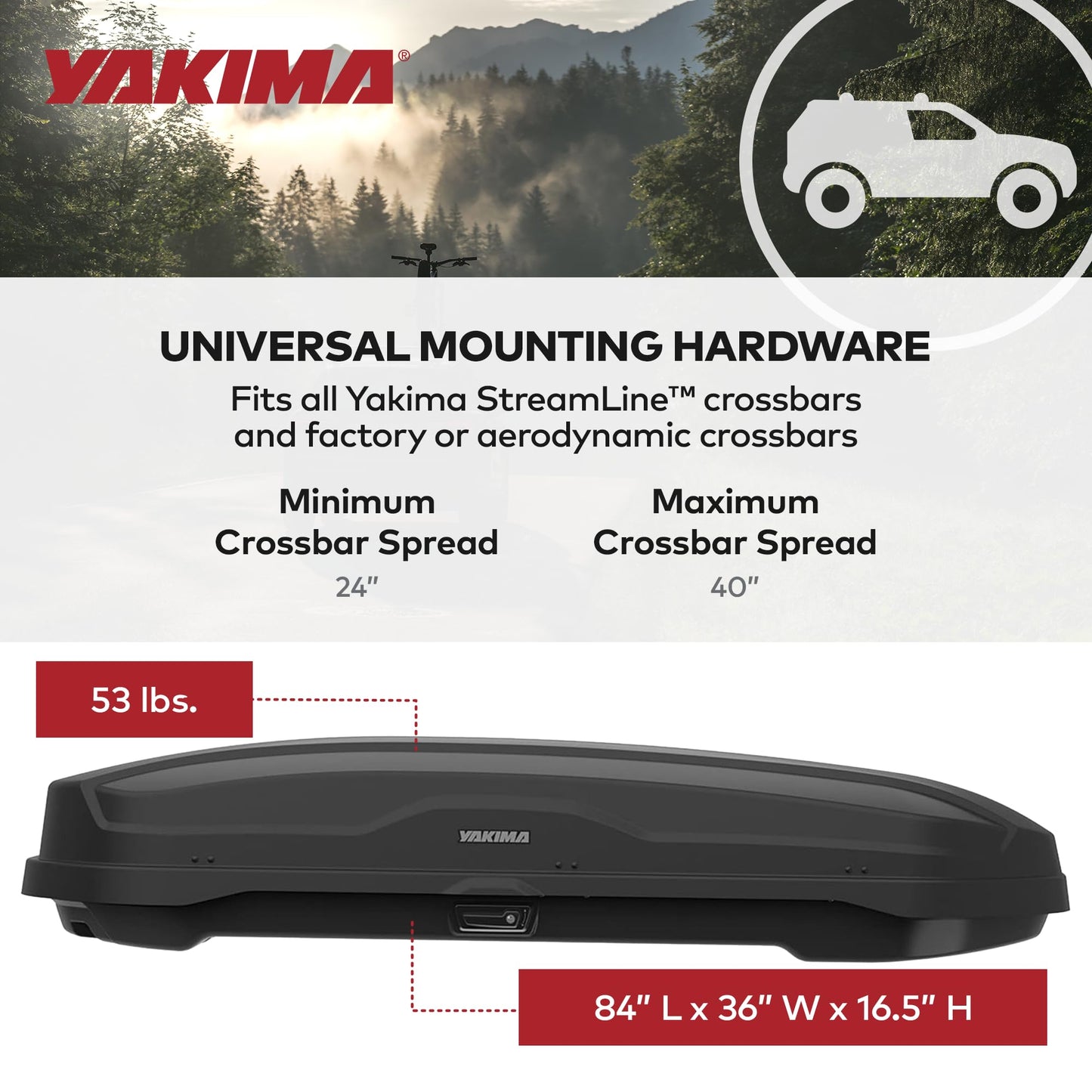 Yakima SkyBox NX XL 18 Roof Top Cargo Carrier, 18 Cubic Feet, Black – Vehicle Rooftop Hard Shell Travel Storage Box with Dual Sided Opening, SKS Locks and Universal Mounting