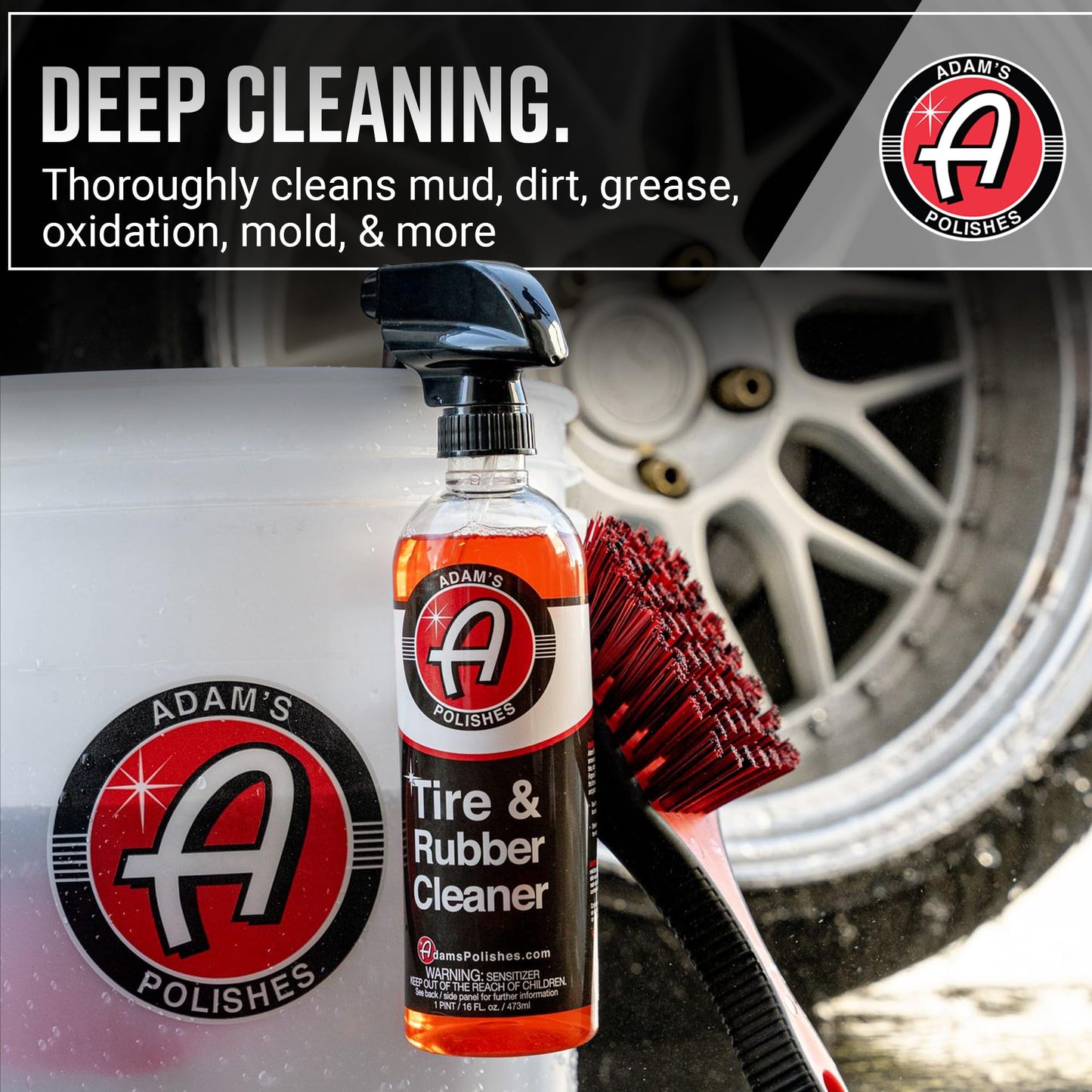 Adam's Polishes Tire & Rubber Cleaner (2-Pack) - Removes Discoloration from Tires Quickly - Works Great on Tires, Rubber & Plastic Trim, and Rubber Floor Mats