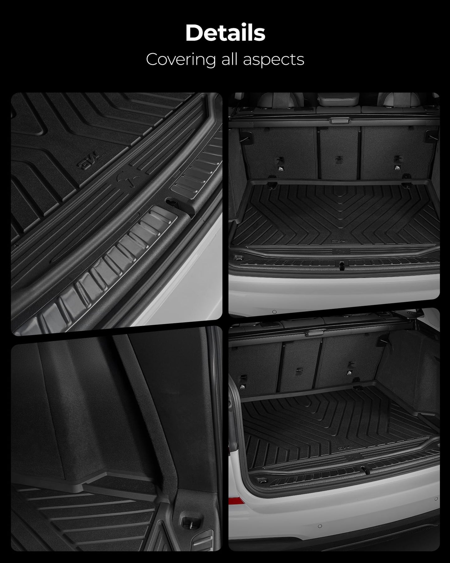 3W Floor Mats & Cargo Liner Custom Fit for BMW X5 2019-2024 2025 2026 40i/45e/50e/50i/M/M50i/M60i TPE All-Weather Full Set Heavy Duty Floor Liner and Trunk Mat Accessories (Only for 5 Passenger)