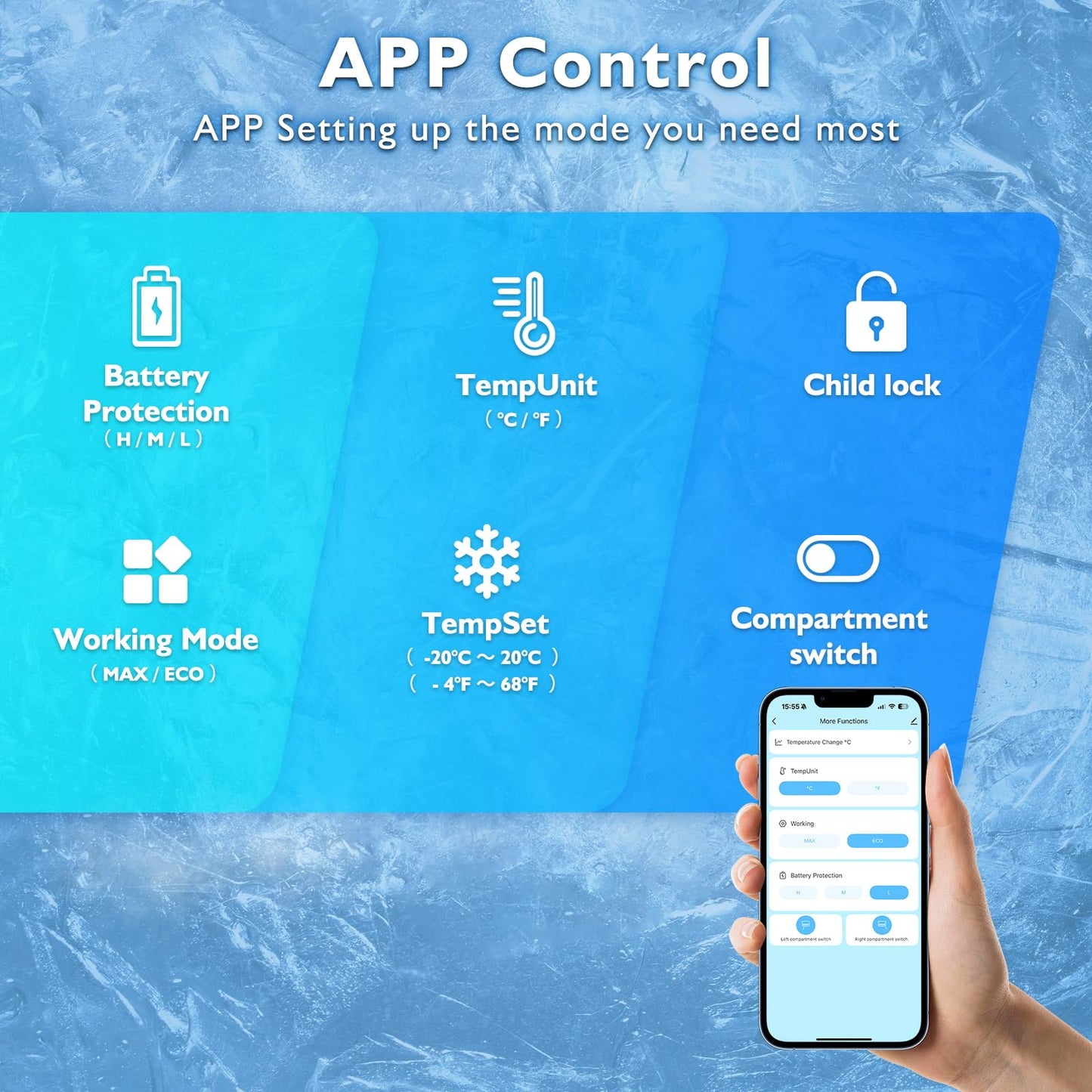 AS 12 Volt Refrigerator, 42QT(40L) Dual Temperature Zone Electric Cooler with Wheels, Portable Freezer 12V/24V DC 110-240V AC, -4℉-68℉ Car Fridge for Car, Marine, Home, Outdoor, etc