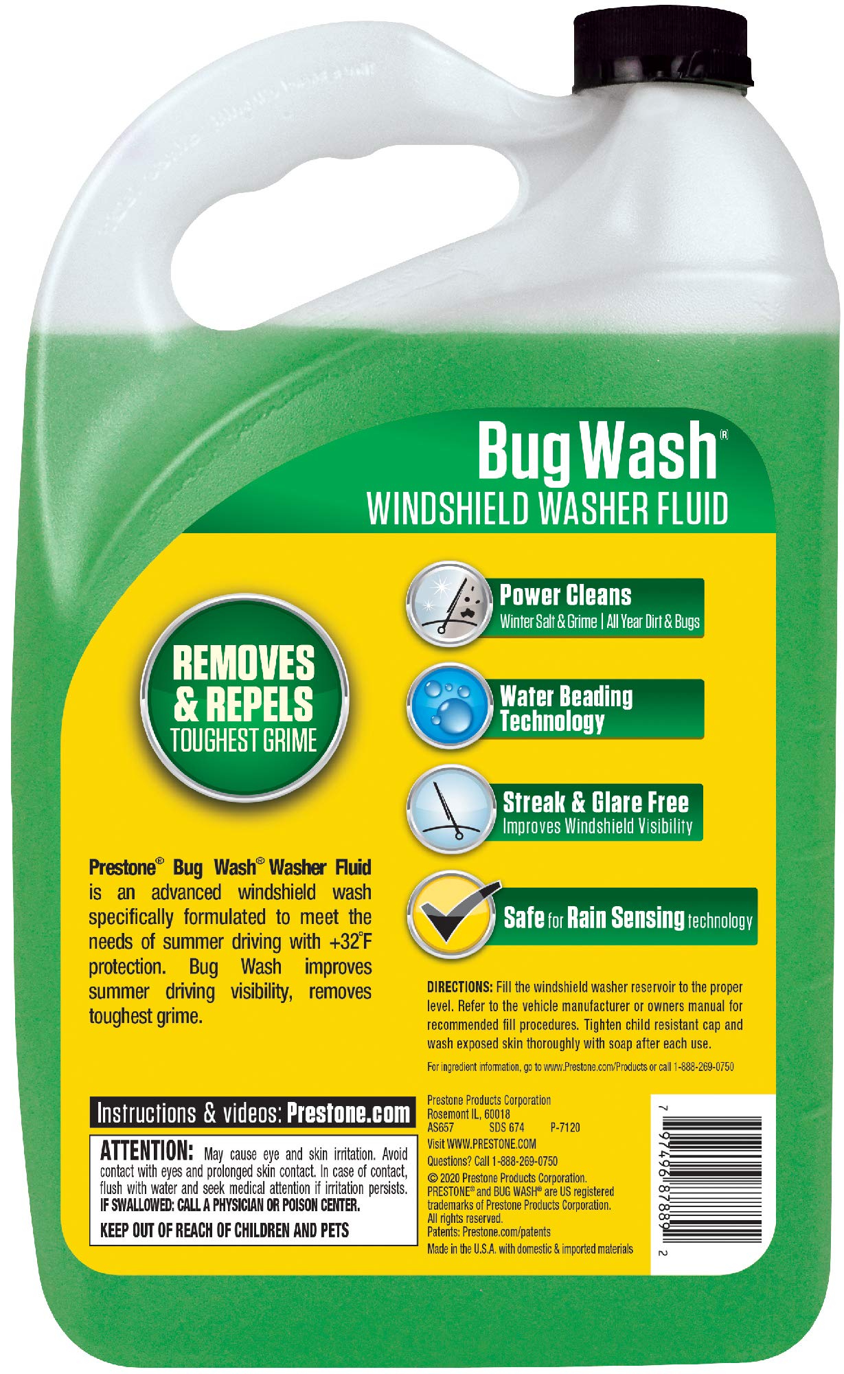 Prestone Bug Wash Windshield Washer Fluid, 1 Gallon