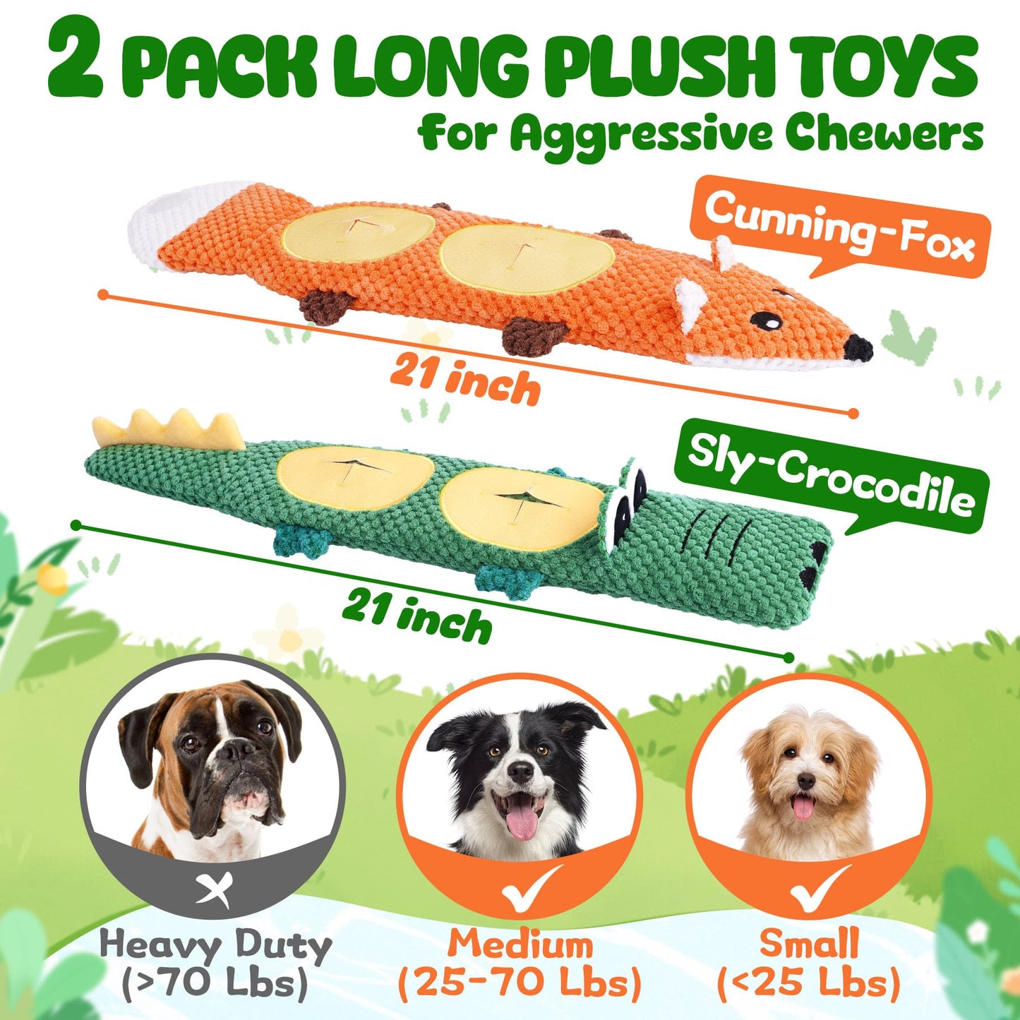 XIUGOAL Dog Toys for Aggressive Chewers, 2 Pack No Stuffing Interactive Dog Toys for Boredom and Teething, Squeaky Chew Toy for Small, Medium Breed to Keep Them Busy