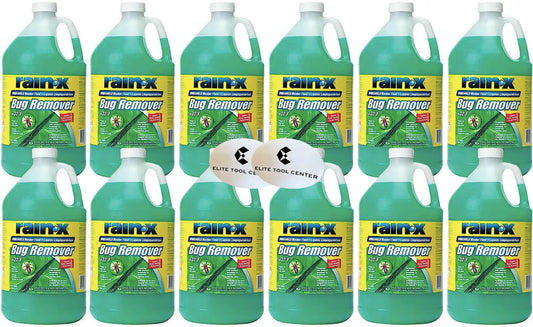 12 Pack Rain X Green Windshield Washer Fluid With Rain Repellant & Bug Remover 32* F All Weather Fluid 1 Gallon Each With Stickers