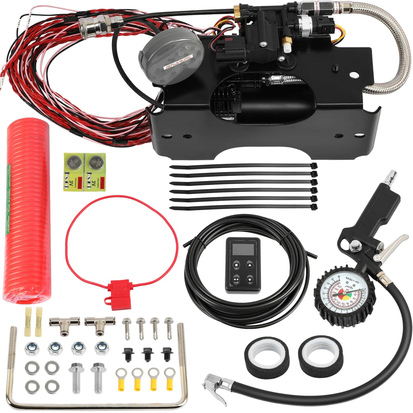 25980EZ Wireless On Board Air Compressor System, Air Spring Compressor Kit, with a portable tire inflation kit
