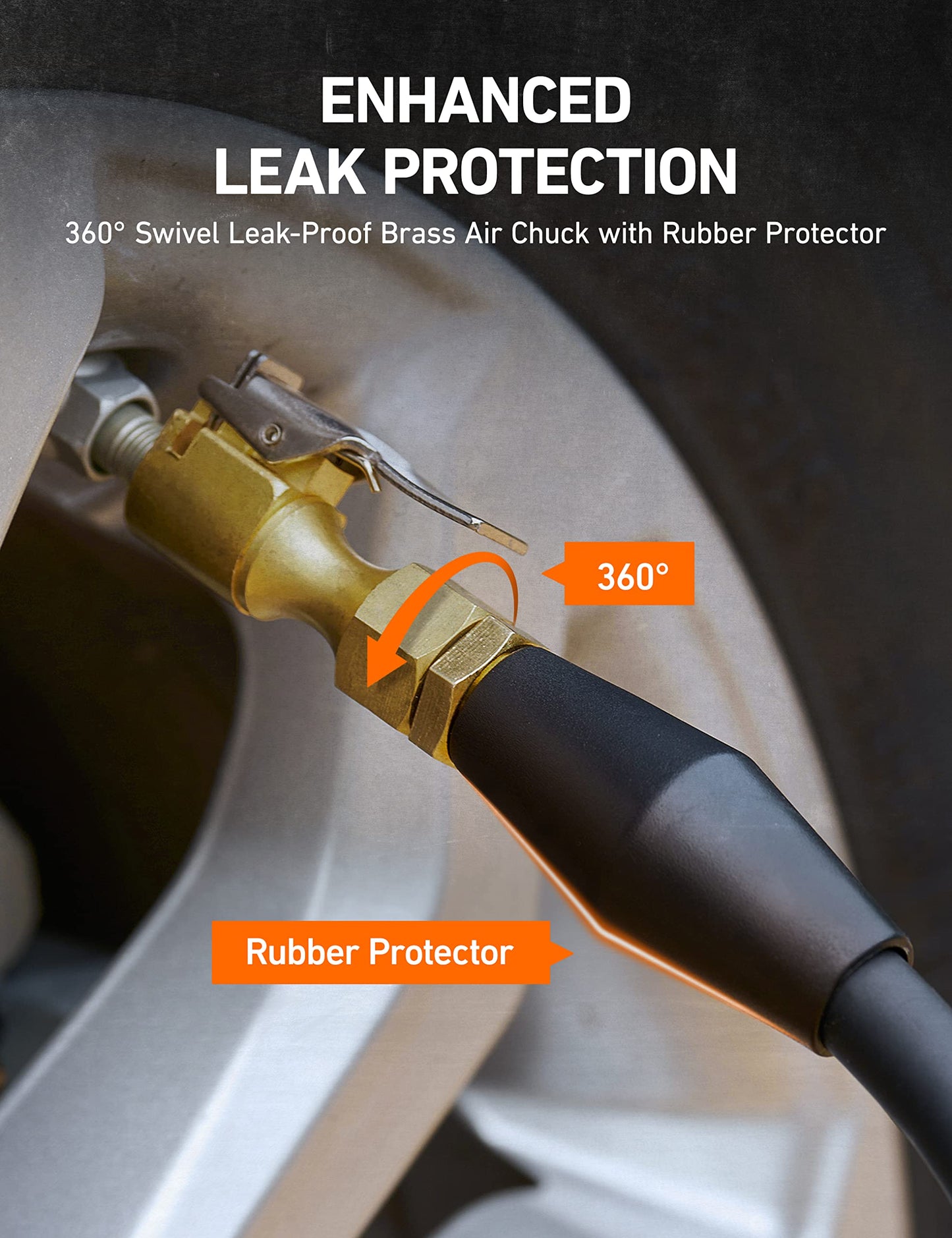 AstroAI 2025 Upgraded Tire Inflator with Pressure Gauge 230PSI - ANSI B40.1 Accurate, Large 2.6" Easy Read Glow Dial, Extra Long Rubber Hose with 360° Air Chuck, Compatible with Cars/Trucks/RV