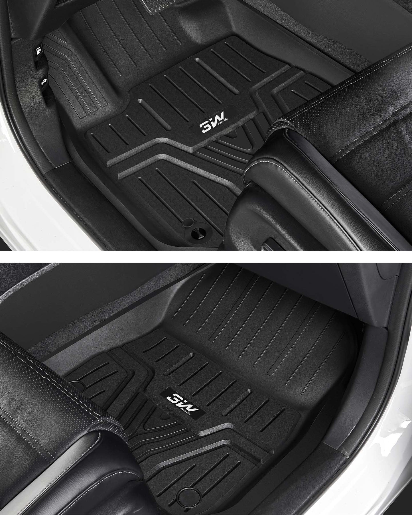 3W Floor Mats & Cargo Liner Fit for Honda CR-V 2023 2024 2025 2026 (Include Hybrid), All Weather TPE Custom Fit Honda CRV Floor Liner 1st, 2nd Row and Trunk (Upper Positon) Full Set Car Mats Black