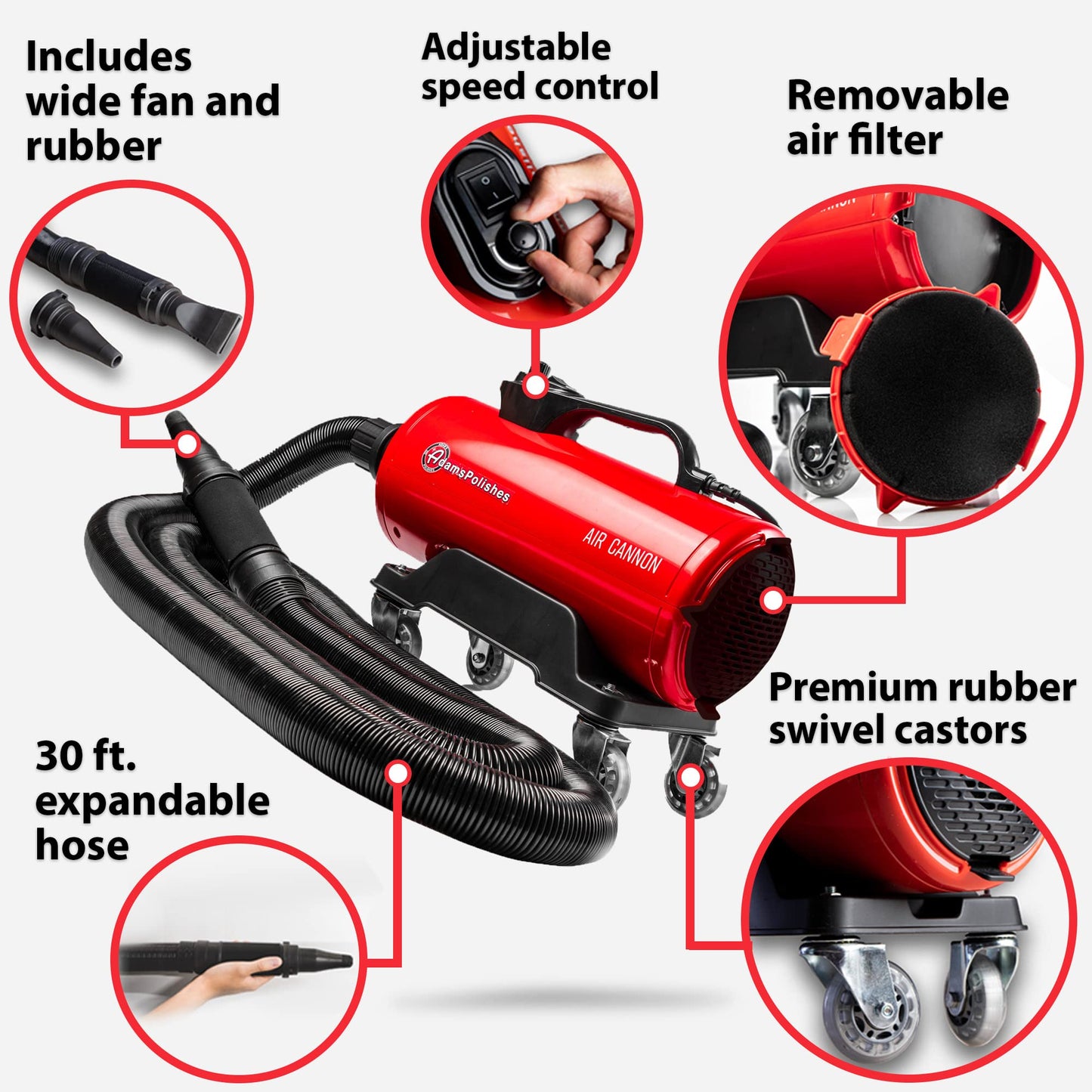 Adam's Polishes Air Cannon Car Dryer Blower - Powerful Detailing Wash | Filtered Dryers, Blowers & Blades Safer Than Microfiber Towel Cloth