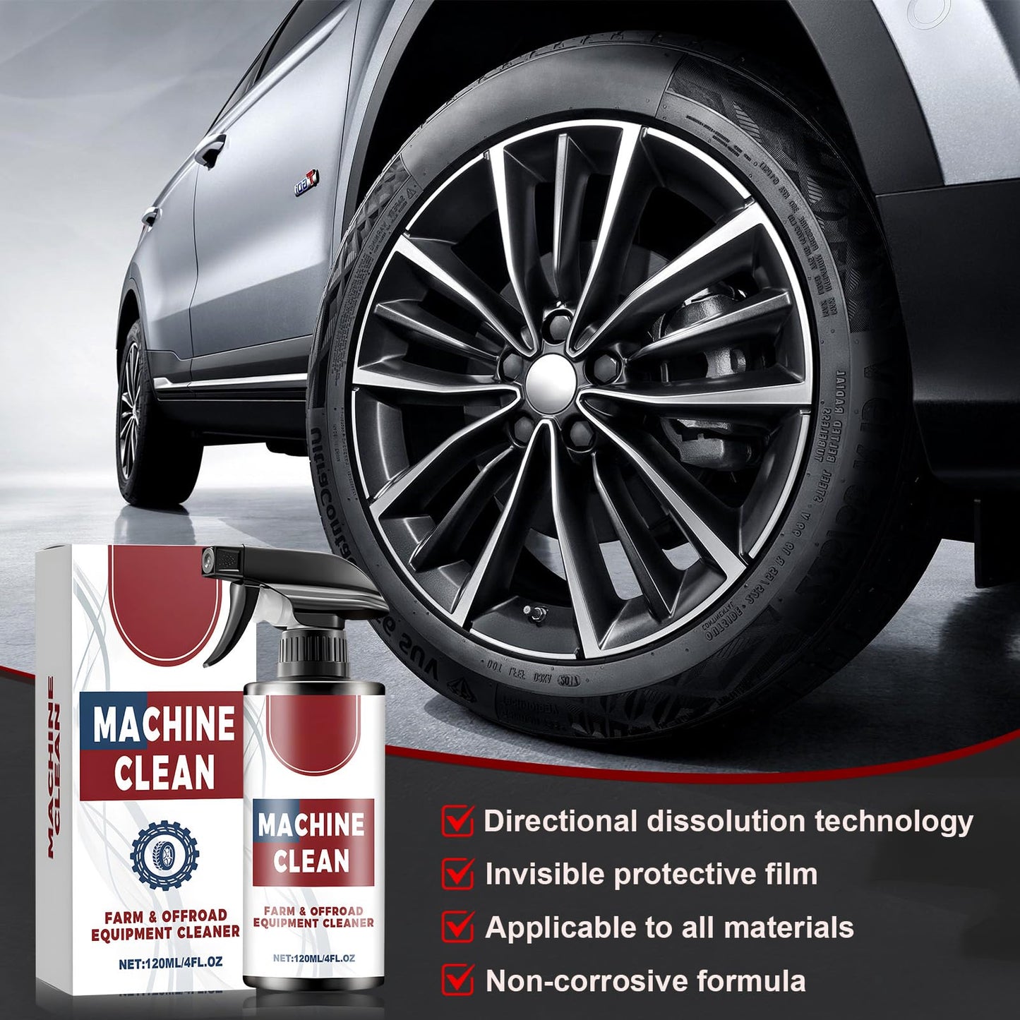 2PC Machine Clean Outdoor All-Purpose Cleaner,Machine clean spray, Heavy-Duty Outdoor All Purpose Cleaning,Car Tire Foam Polish & Refurbishment