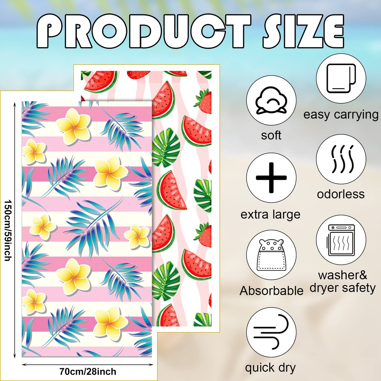 30 Packs Oversized Beach Towels Bulk Absorbent Quick Drying Towel Large Soft Pool Towels Microfiber Travel Towel for Women Men Hotel Spa Hot Tub and Bath(59 x 28 Inch,Summer)