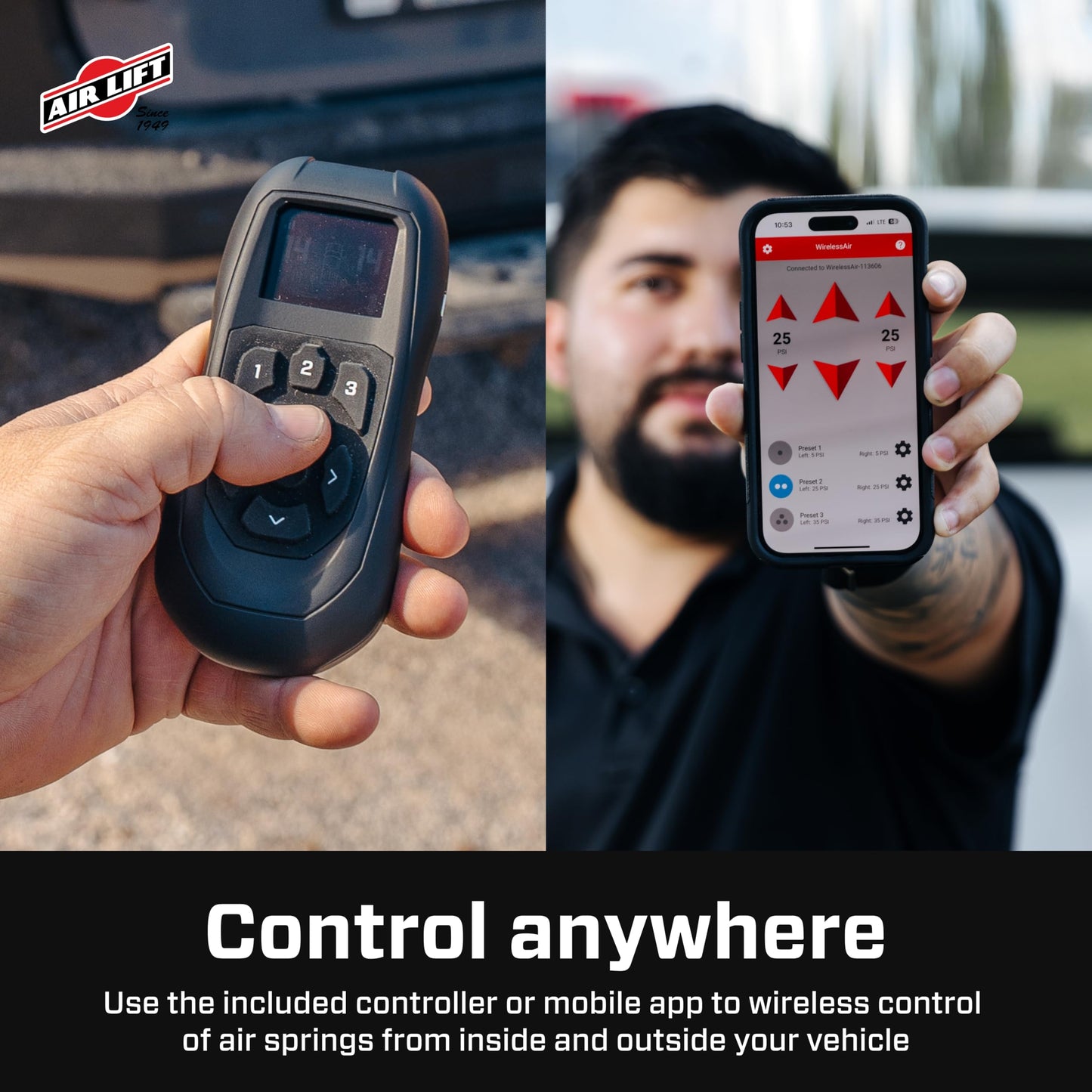 Air Lift WirelessAir + EZ Mount, 2nd Generation On-Board Air Compressor with Mobile App - 74000EZ