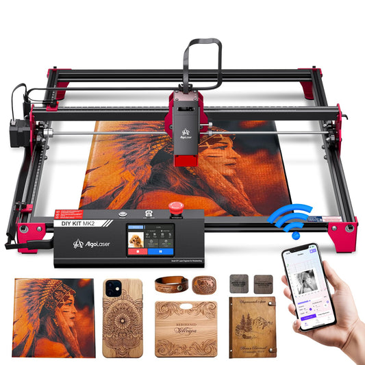 AlgoLaser 10W Laser Engraver Machine with 3.5" Touchscreen, Wireless & SD Card Offline Engraving, Compatible with Wood, Acrylic, Leather, Freehand Drawing (Air Pump Not Included)