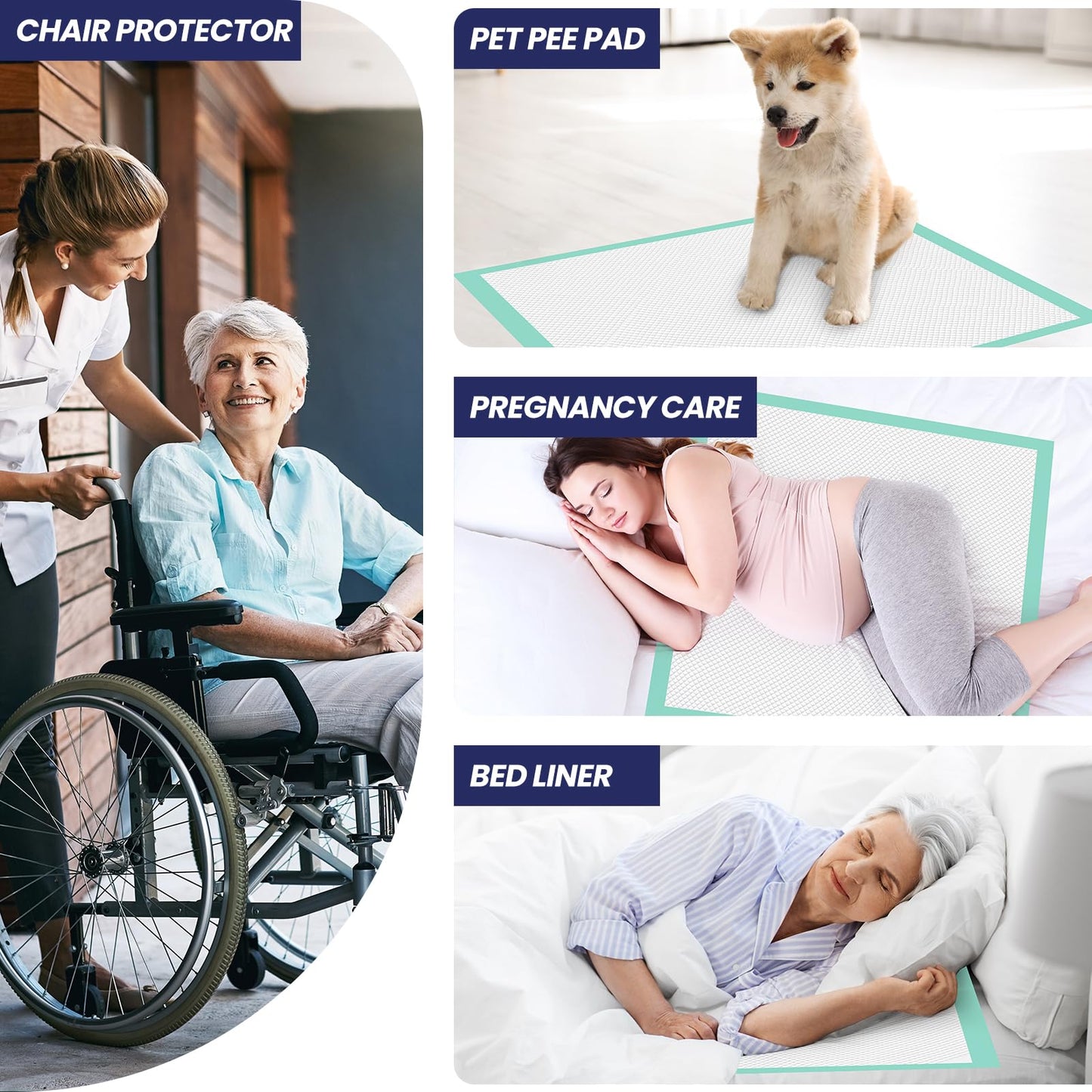 AOZITA 50-Pack Disposable Underpads 30" x 36" Incontinence Chux Pads Ultra Absorbency Protective Bed Pads, Heavy Duty Leakproof Absorbent Bed & Pee Pads for Adult, Senior, Kids and Pet