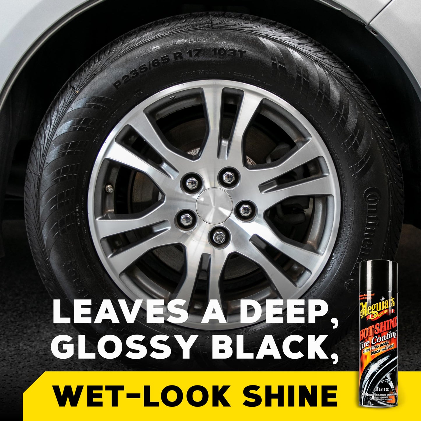 Meguiar's Hot Shine High Gloss Tire Coating, Give Tires a Deep Wet Shine and Long-Lasting Protection with an Advanced Self-Spreading Formula, 15 Oz Aerosol Spray Can