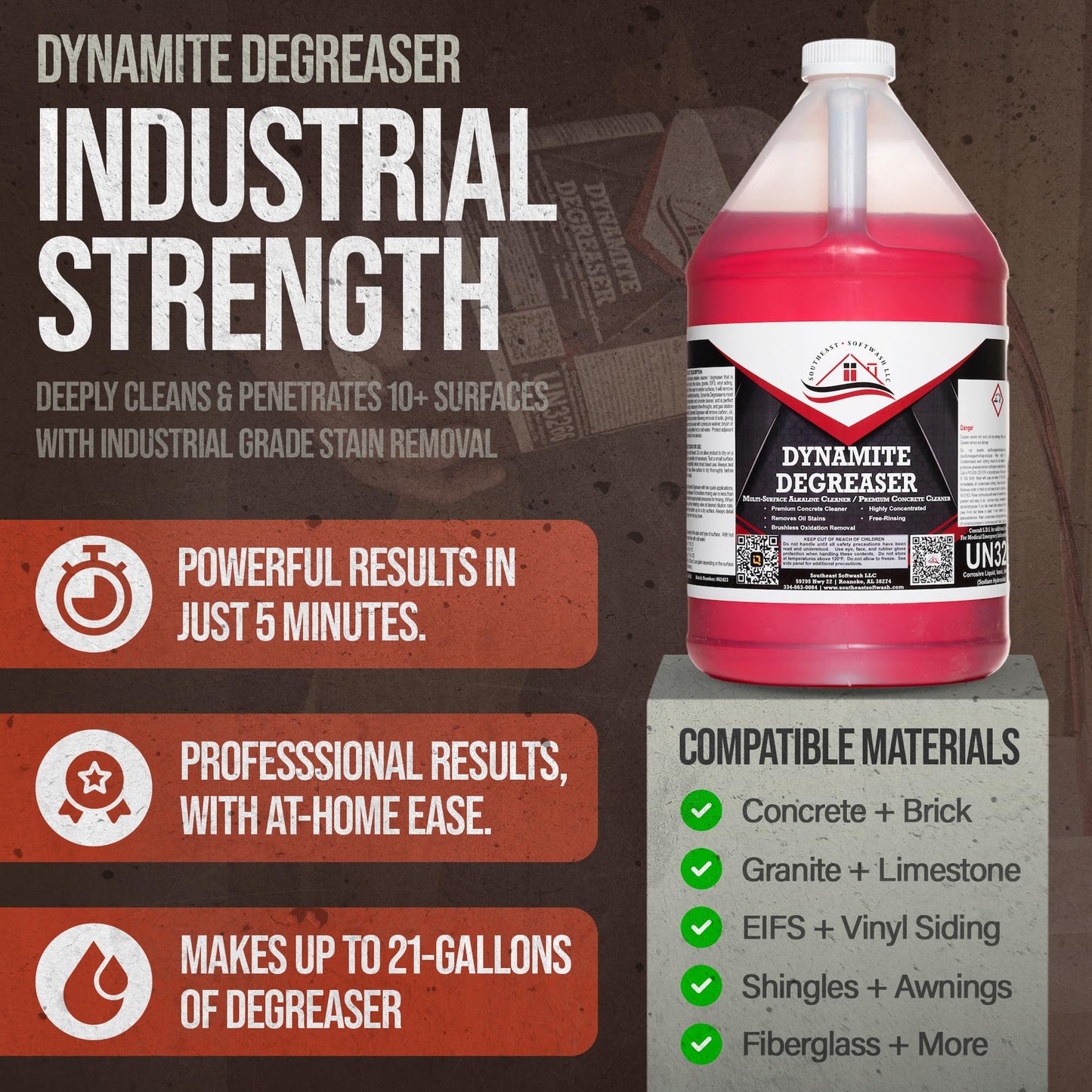 Dynamite Degreaser - Commercial Grade Degreaser for Oil Stain Removal, Concrete Dumpster Pads, Gas Station Cleaning (1)