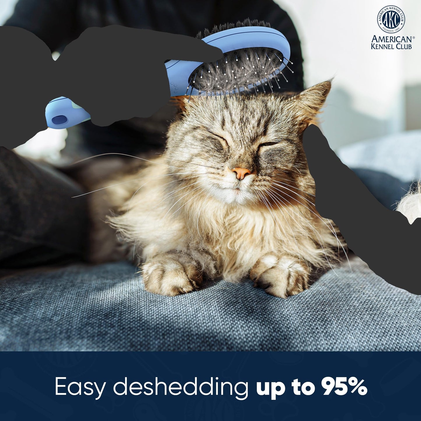 AMERICAN KENNEL CLUB AKC Pet Grooming Brush for Dogs and Cats - 2-in-1 Deshedding and Detangling Brush with Dense Nylon Bristles, Removes Loose Hair for Short and Long Coat Dogs and All Breeds