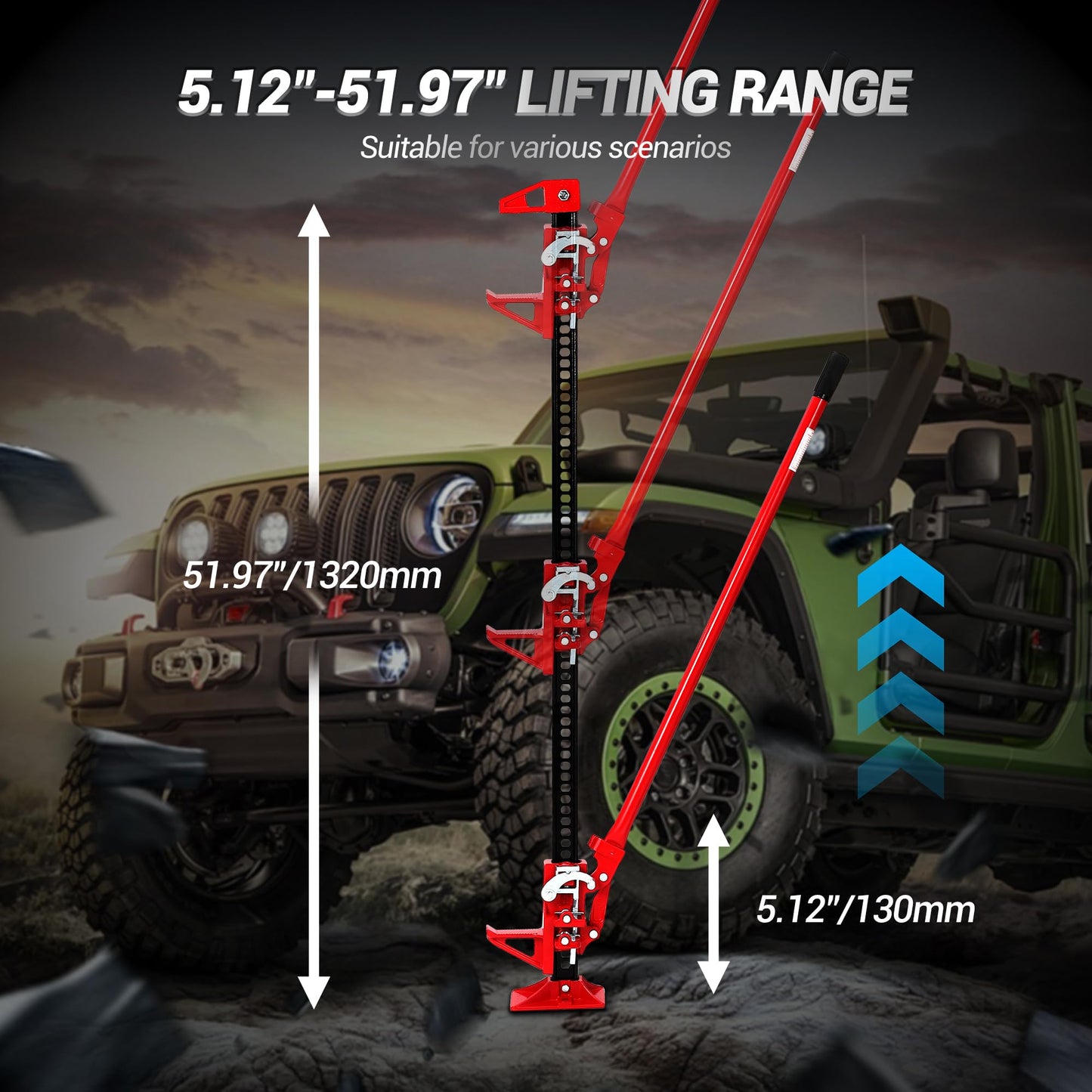 3 Ton Farm Jack, Heavy Duty 6600 Lb Capacity Ratchet Off-Road Multi-Purpose Jack for ATVs, Utility Vehicles, Off-Road Vehicles, Tractors, Trucks