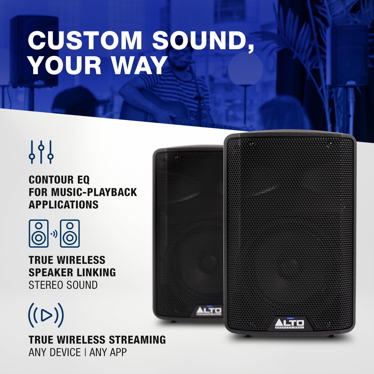 ALTO TX408 350W 8" Powered PA Speaker with Bluetooth, 2-Channel Mixer, Line Level for Mobile DJs and Musicians, for Small Venues, Rehearsals and Events